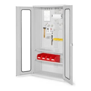 Kappes ®RasterPlan Werkzeugschrank 1950x1000m Modell 5 Tiefe 410mm Sichtfenstertüren lichtgrau