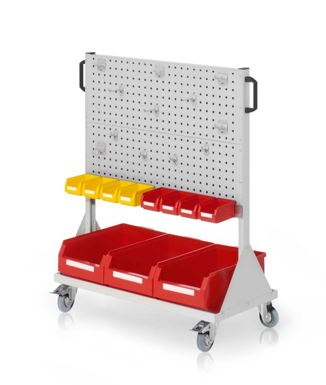 Kappes RasterMobil® mobiler Arbeitsplatzschrank Größe 3 1230x1000x500mm - 4x Lochplatte - 28-teilig - lichtgrau