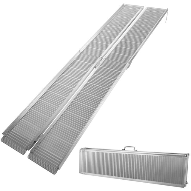 Wiltec Rollstuhlrampe doppelt faltbar 303cm 270kg, mobile Auffahrschiene als Rollirampe, Aluminium Kofferrampe