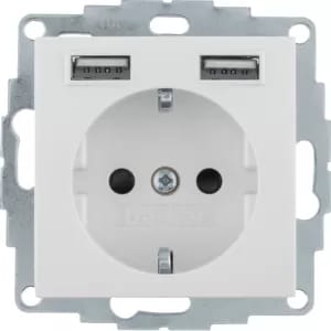 Berker Steckdose SCHUKO/USB, S.1, weiß glänzend 48038982