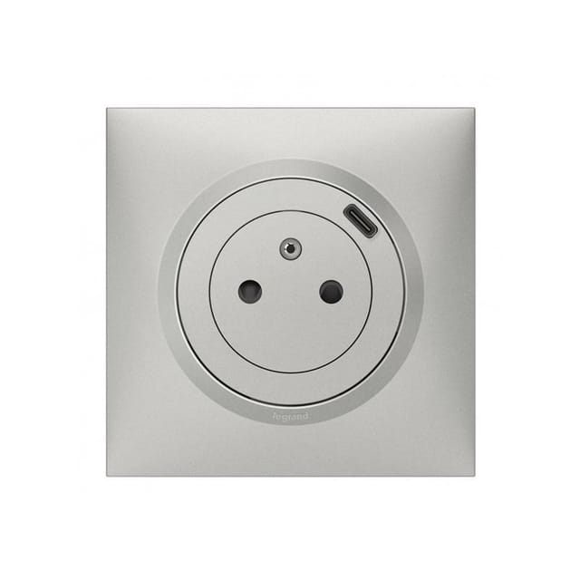 Legrand USB-Steckdose Aluminium Ladegerät Typ-C 2P+T