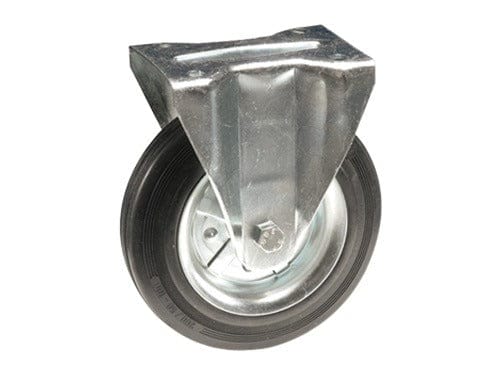 Gabelrad mit fester Platte in verzinkter Stahl und Gummi -Ring - Ø200 mm.