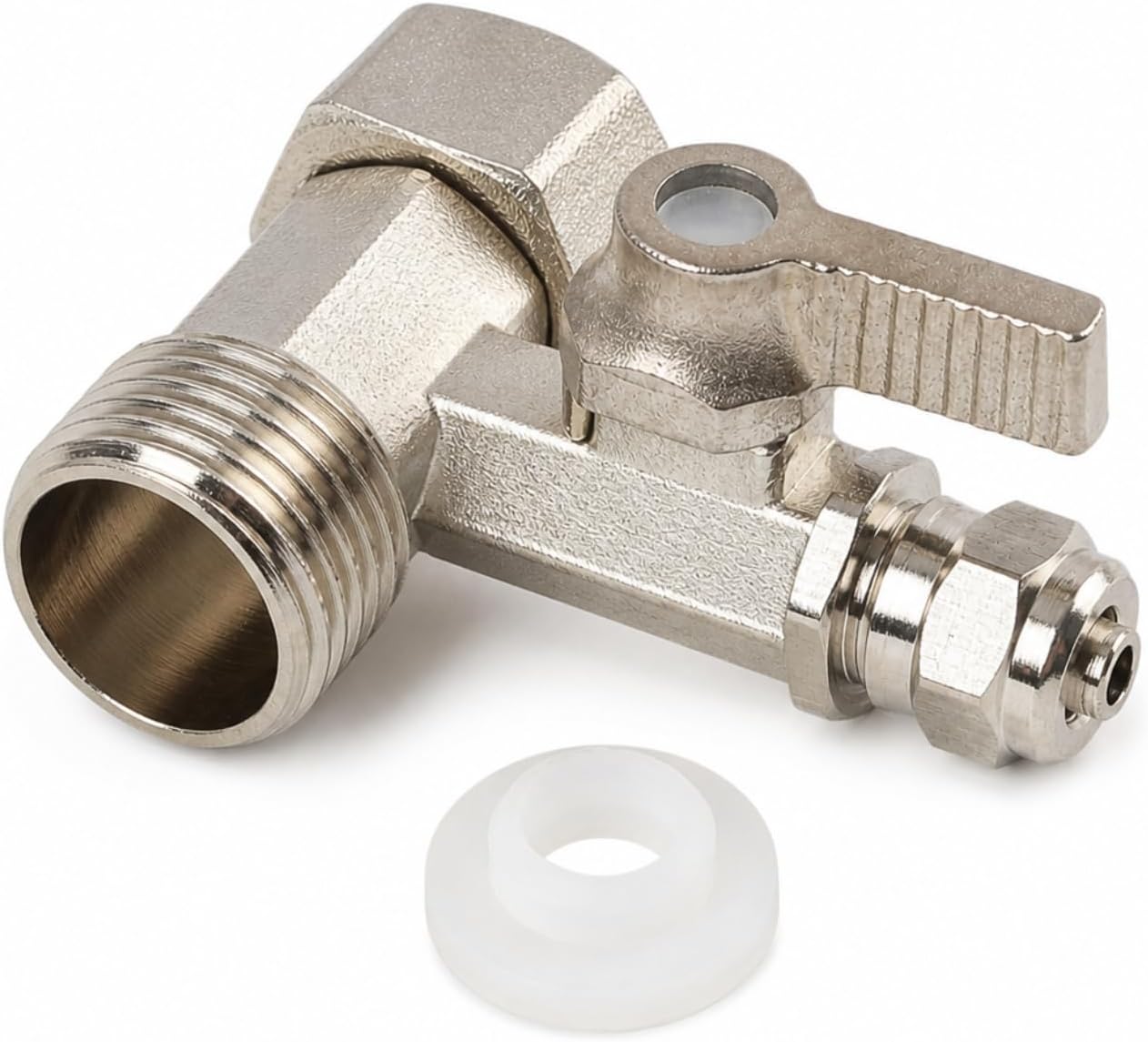 Adaptateur De Robinet D'Arrêt Avec Raccord D'Eau En T 3/8 X 3/8 X 1/4 Et Robinet Distributeur En Caoutchouc Pour Jardin, Eau, Distributeur D'Arrosage Et Raccordement De 2 Appareils