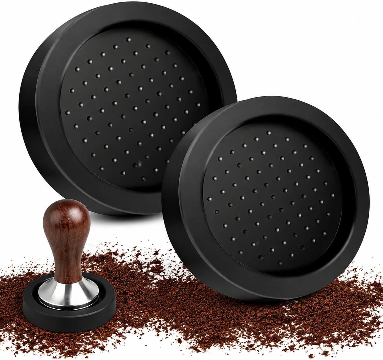 Lot De 2 Tapis De Tasseur À Café En Silicone, 60 Mm, Support Antidérapant Pour Porte-filtre Et Accessoires De Barista, Coussin De Protection Durable, Base Stable Et Facile À Nettoyer.