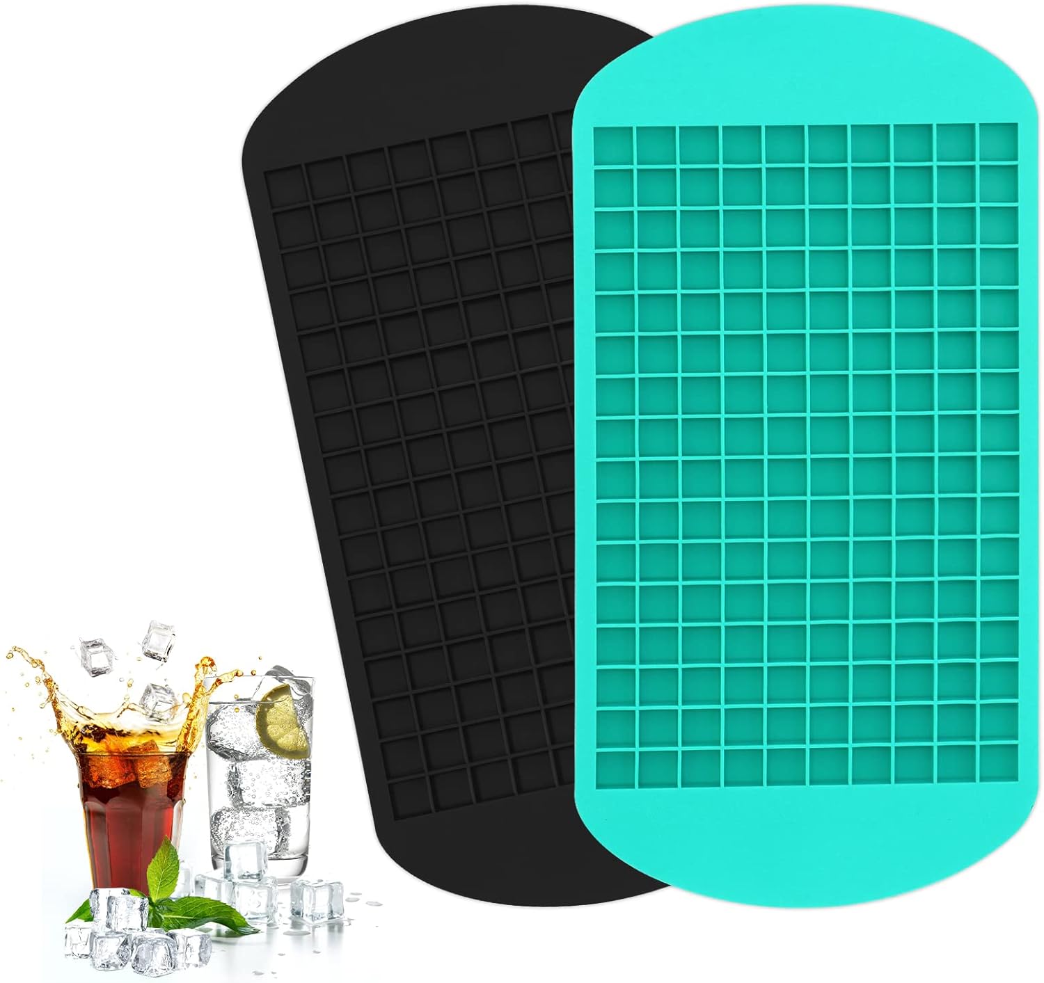 Moule À Glaçons En Silicone - 160 Glaçons - Moules Carrés Pour 160 Glaçons, Gelée, Lait, Jus, Cocktails, Whisky, Lot De 2