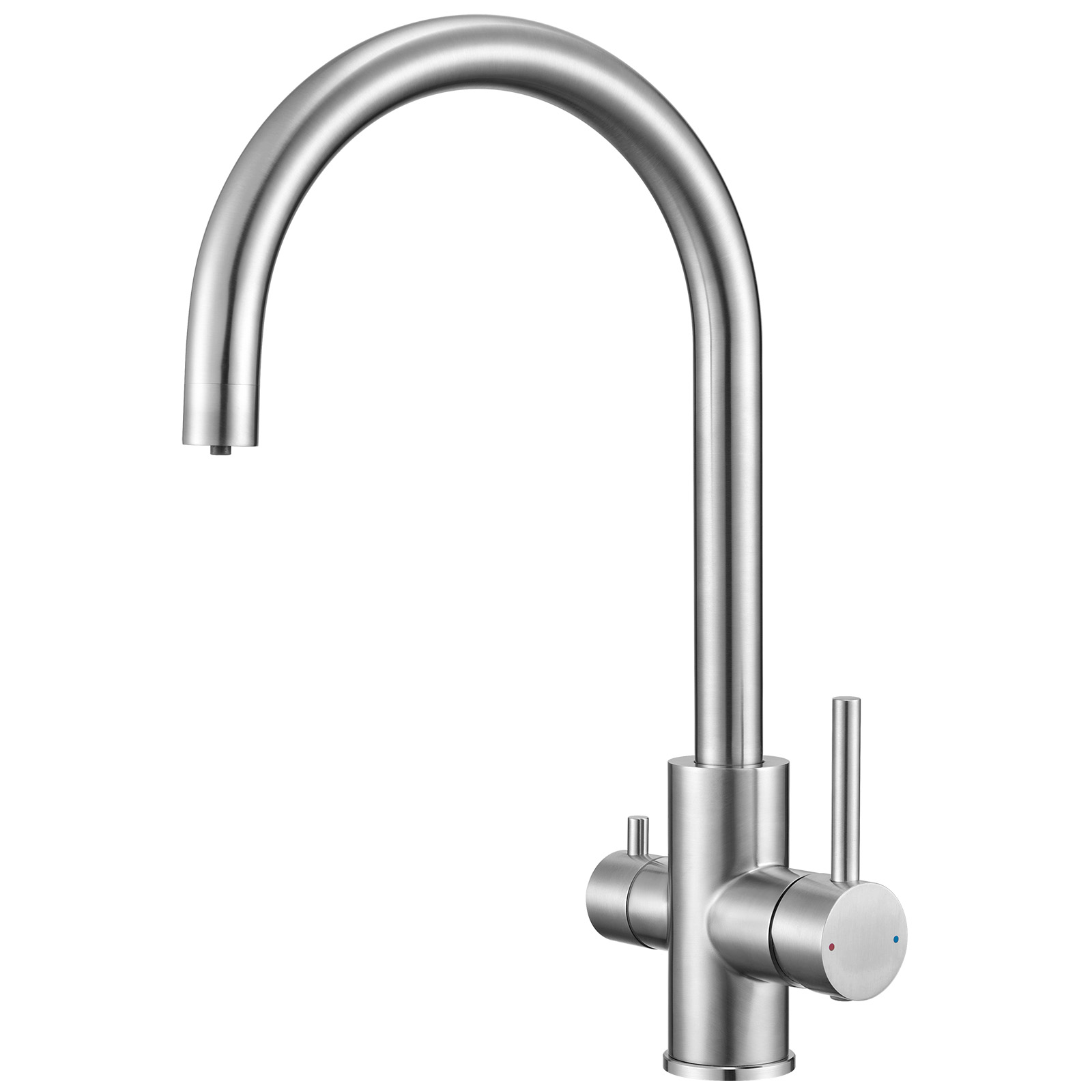 Cecipa Max 3-wege Küchenarmatur Edelstahl – Trinkwasserhahn Mit Wasserfilter, 360° Schwenkbar, 2 Griffe & 2 Ausläufe, Keramikkartusche, Für Osmoseanlage