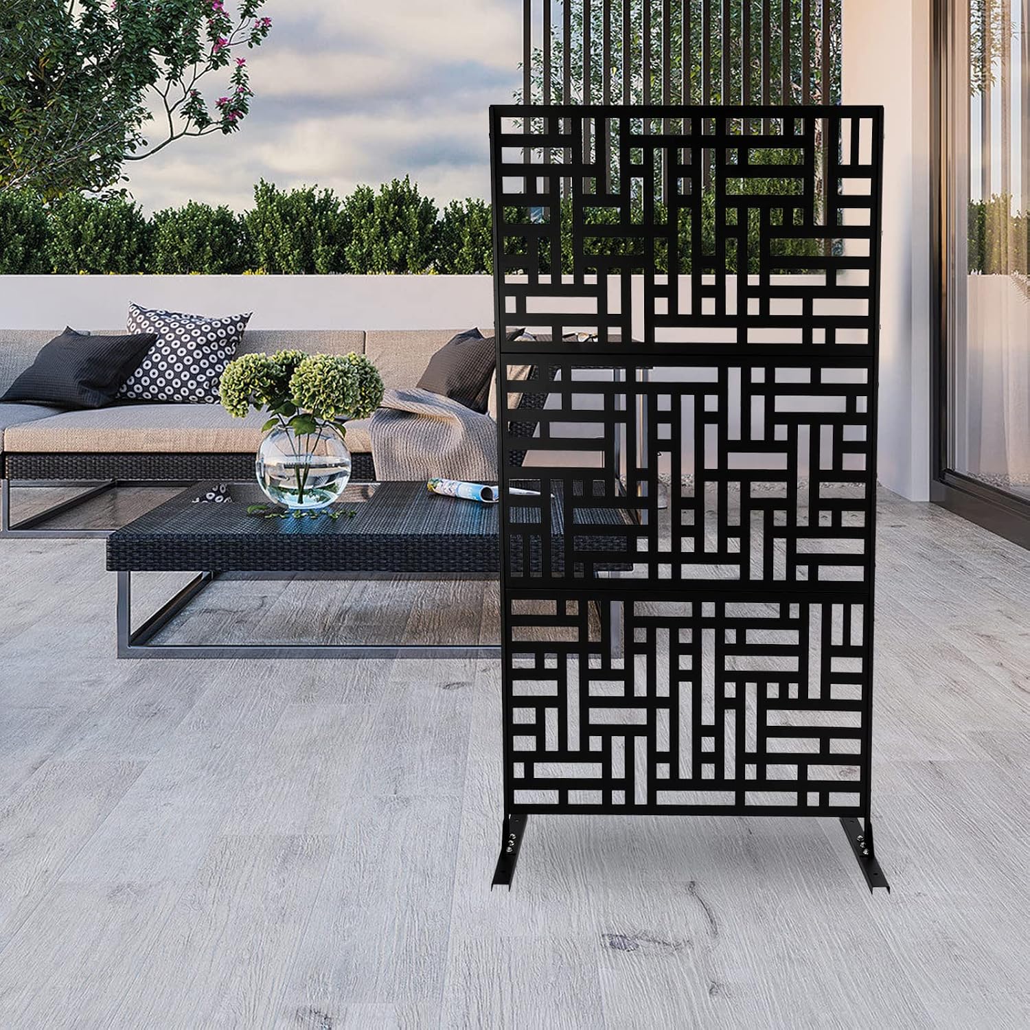 Trennwand Raumteiler 190 X 90 Cm Sichtschutz Outdoor Indoor Raumtrenner Paravent Mit Ständer Für Garten, Balkon, Terrasse, Innenbereich, Stahl