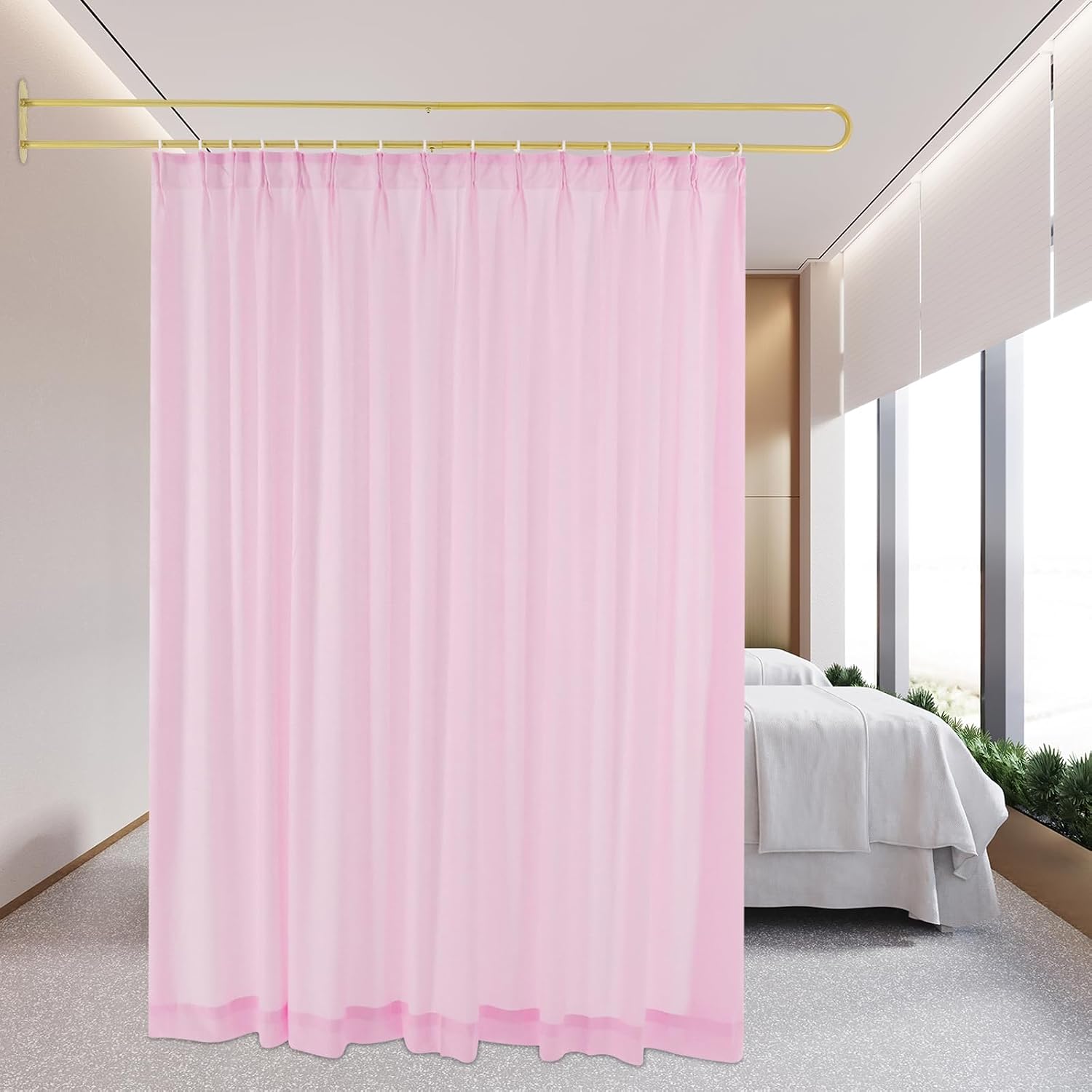 Raumteiler Vorhang, U-förmige Trennwand Mit Stange, Eisen+polyester, Inkl. Zubehör, Für Büro, Salon & Zuhause – Flexibel & Dekorativ (200cm)