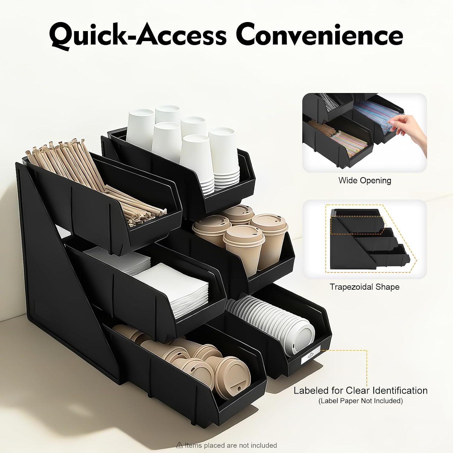 3-fach Gewürz-organizer Mit 6 Fächern, Kunststoff Aufhängbare Bar-aufbewahrungsbox, Herausnehmbare Fächerbox, Mehrstufiges Wandorganizer Für Strohhalme, Schaufeln, Gewürze, Küchen, Bar