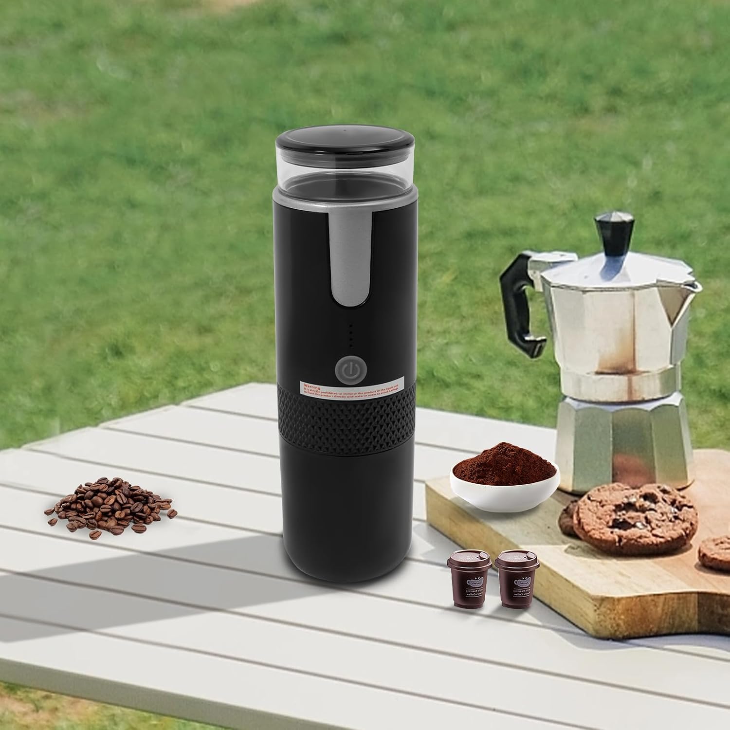 Tragbare Kaffeemaschine, 160 Ml, Für Gemahlenen Kaffee Und Kapseln, Aufgeladen Über Usb-c, Ideal Für Reisen, Camping, Büro