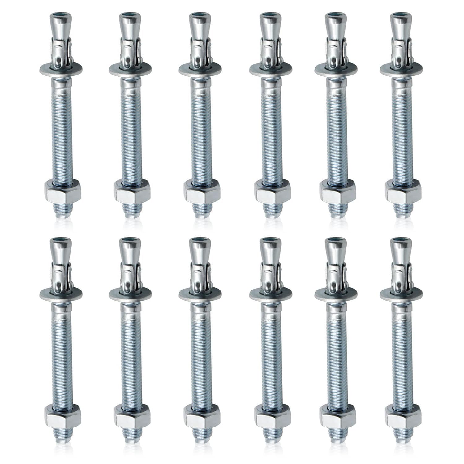 12 Stück M10 X 90 Mm Ankerbolzen, Verzinkte Stahlankerbolzen, Hochleistungs-spreizdübel, Verzinkte Stahlankerbolzen, Für Die Befestigung Schwerer Lasten In Beton Und Mauerwerk