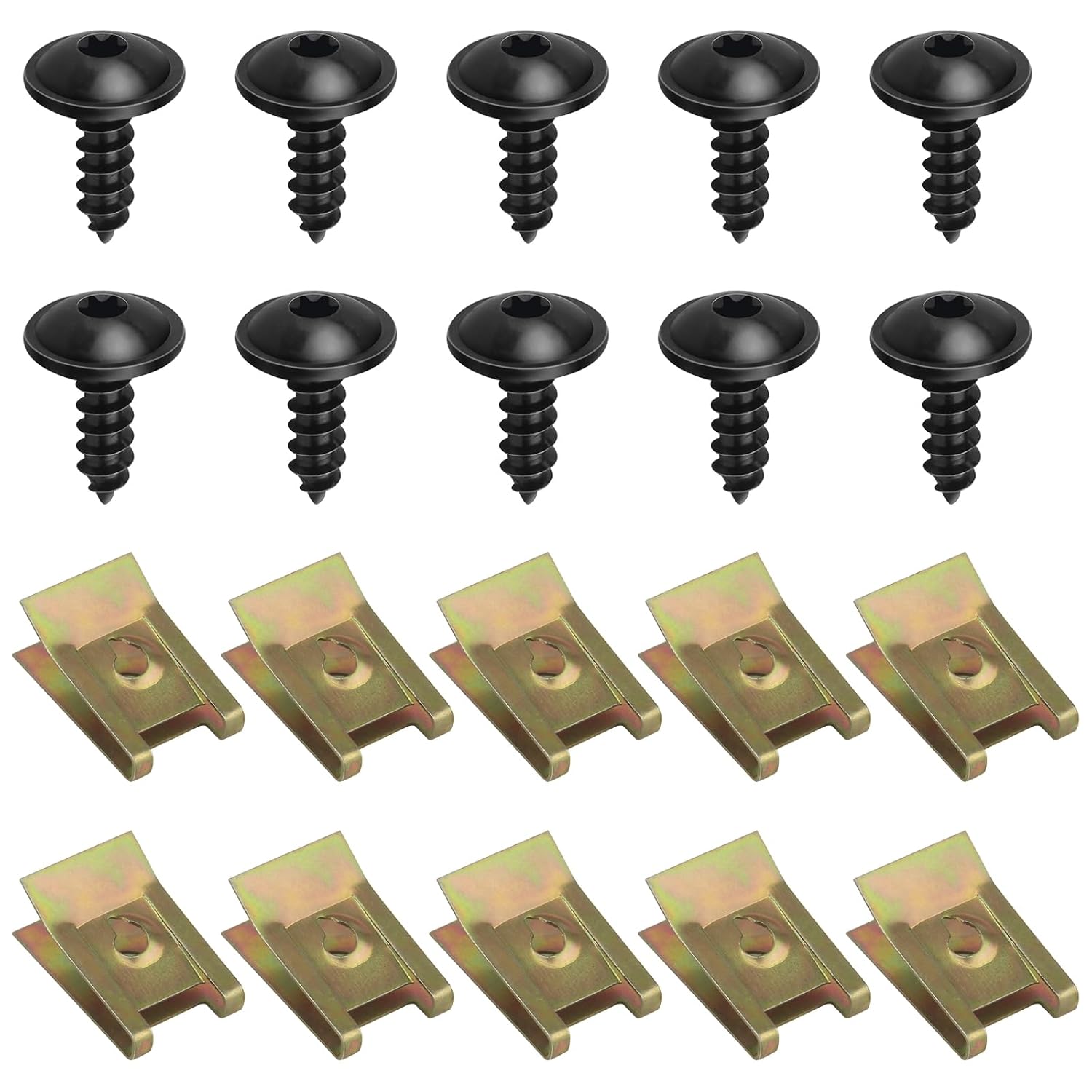 Set Mit 10 U-förmigen Clips Und Muttern Zum Unterbodenschutz, Kompatibel Mit Audi Und Volkswagen, 20-teilig, Verzinkter Stahl, Kfz-wartung