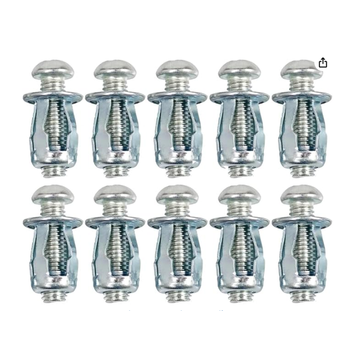 Packung Mit 10 Extra Kurzen M6 Hohlmetallankern Für Türen Mit Einer Dicke Von 0 Bis 5 Mm, Aluminiumblech, Eisenblech, Holzplatte (25 Mm)