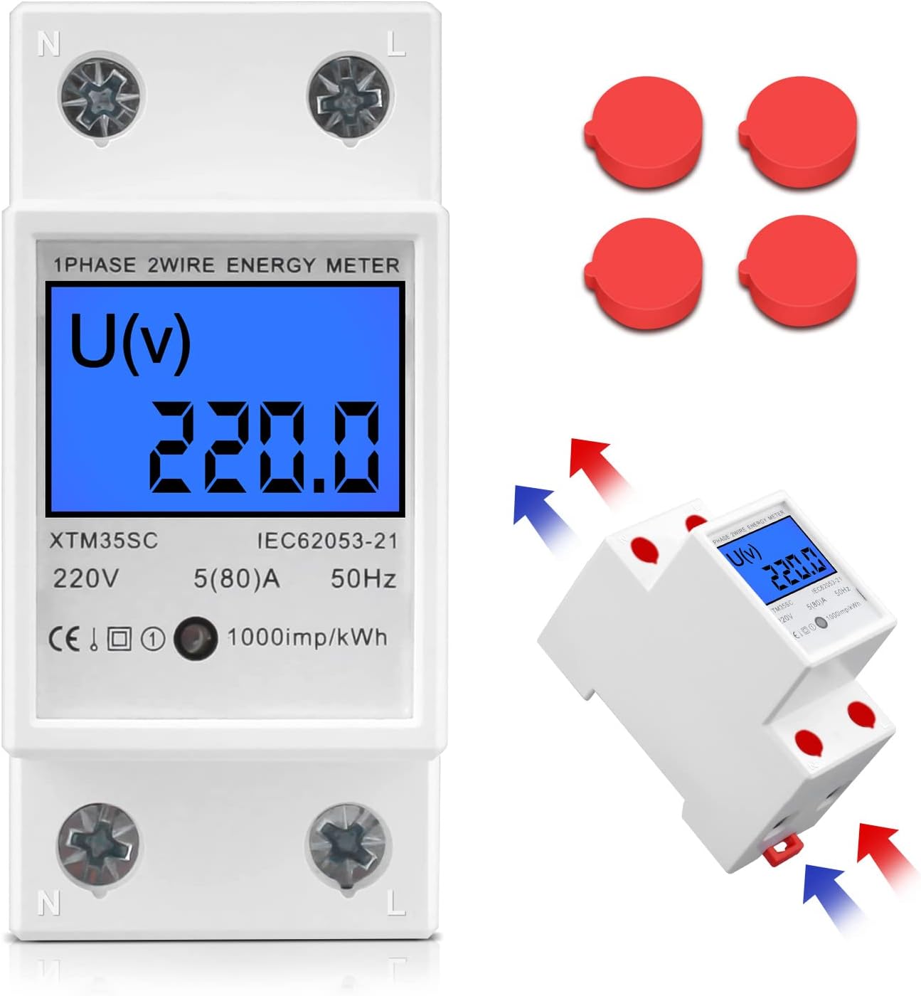 Zähler Kwh Einphasig 2 Pol Aicharynic 5(80)a, Montage Auf Schiene Din, Équipé D’ein Display Lcd Für Comptage