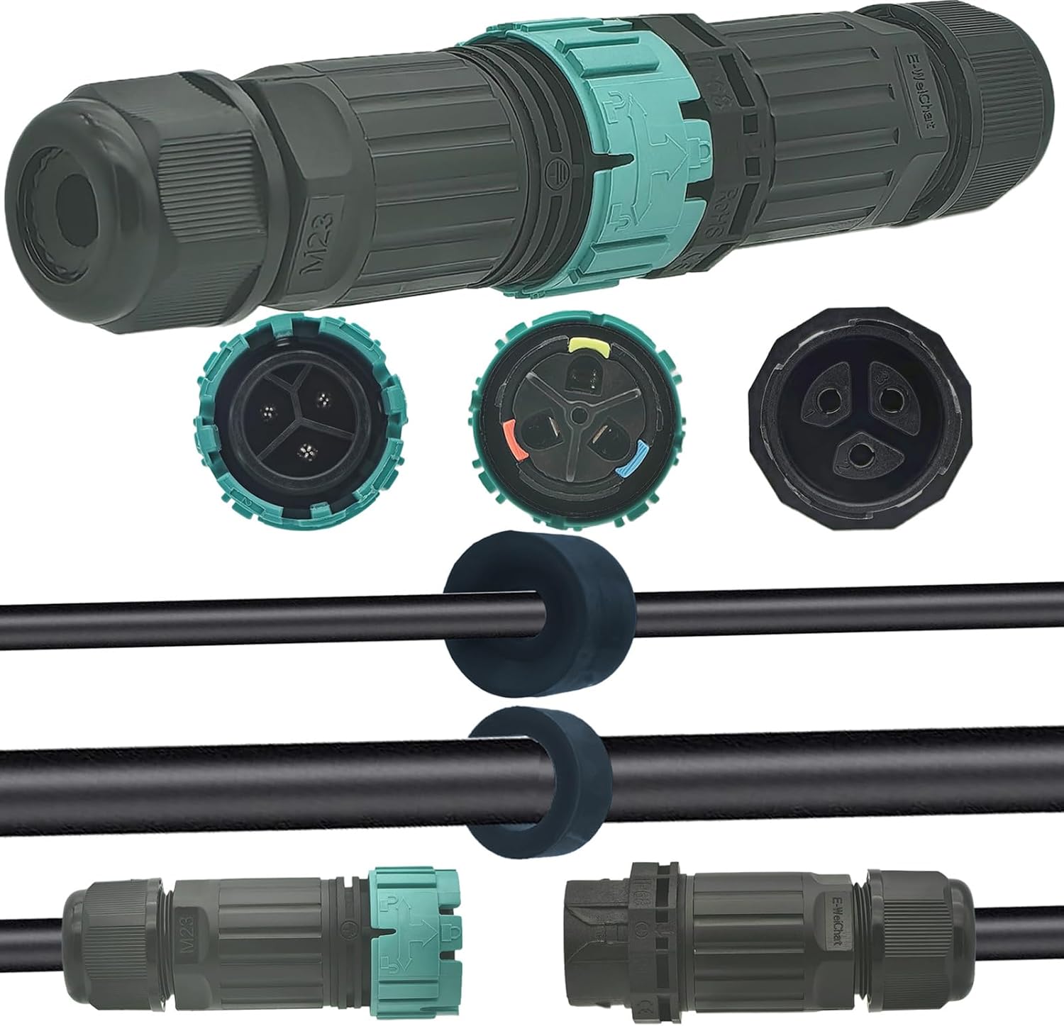 Ip68 Wasserdicht Connector, 3 Wires Outdoor Wasserdicht Connector, Male/female Plugs Cable Connector – Neu