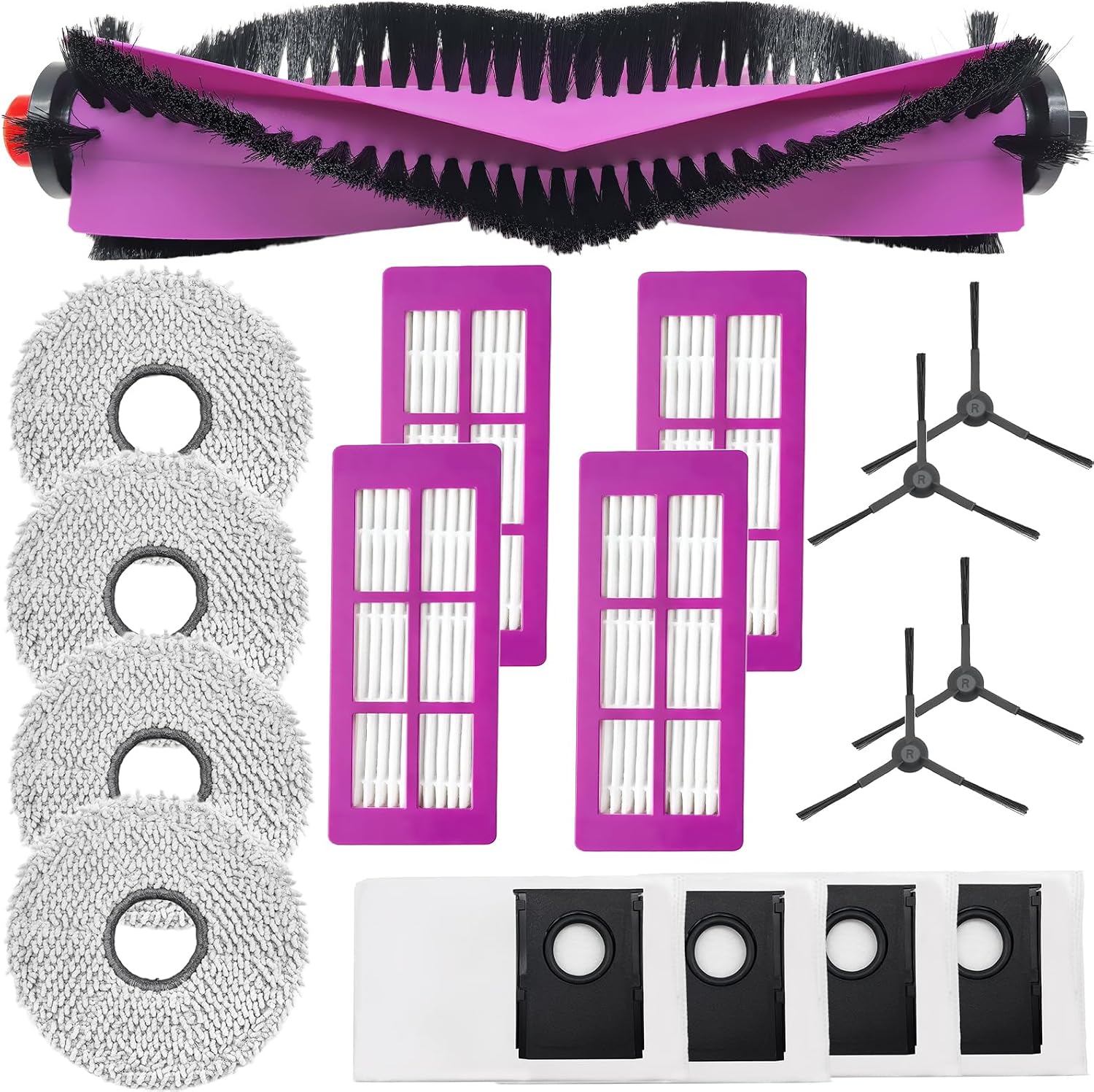 Kimsin Zubehör Für Eureka J15 Pro Ultra Staubsauger Roboter Ersatz, Bürsten Zu Walze, 4 Chiffon, 4 Beutel Zu Staub,
