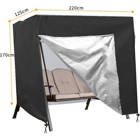 Set 1 Schutzüberzug Balancelle Garten 3 Places Stoff Oxford Wasserdicht Anti-uv 220x125x170cm Außenbereich