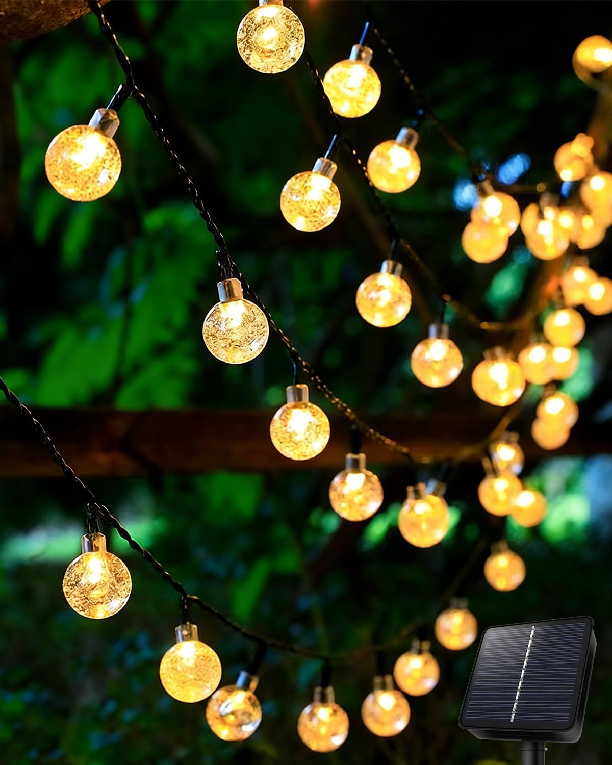 Guirlande Solaire Exterieur,6m Boule Cristal Zu 30 Led,8 Modi Abdichtung Ip65,utilisé Für Décorer Ja – Neu