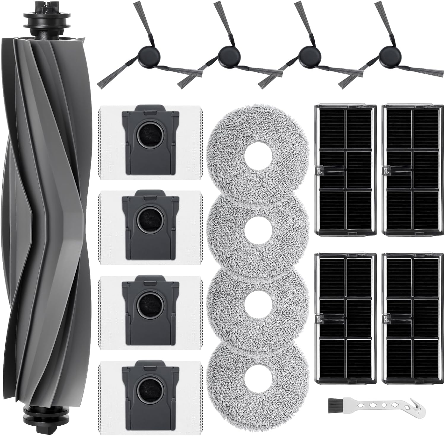 Set D'Zubehör Für Roboter Staubsauger Mova E40 Ultra - Stück Ersatz. 1 Bürste Principale, 4 Ersatzfilter Hepa, 4 Pads
