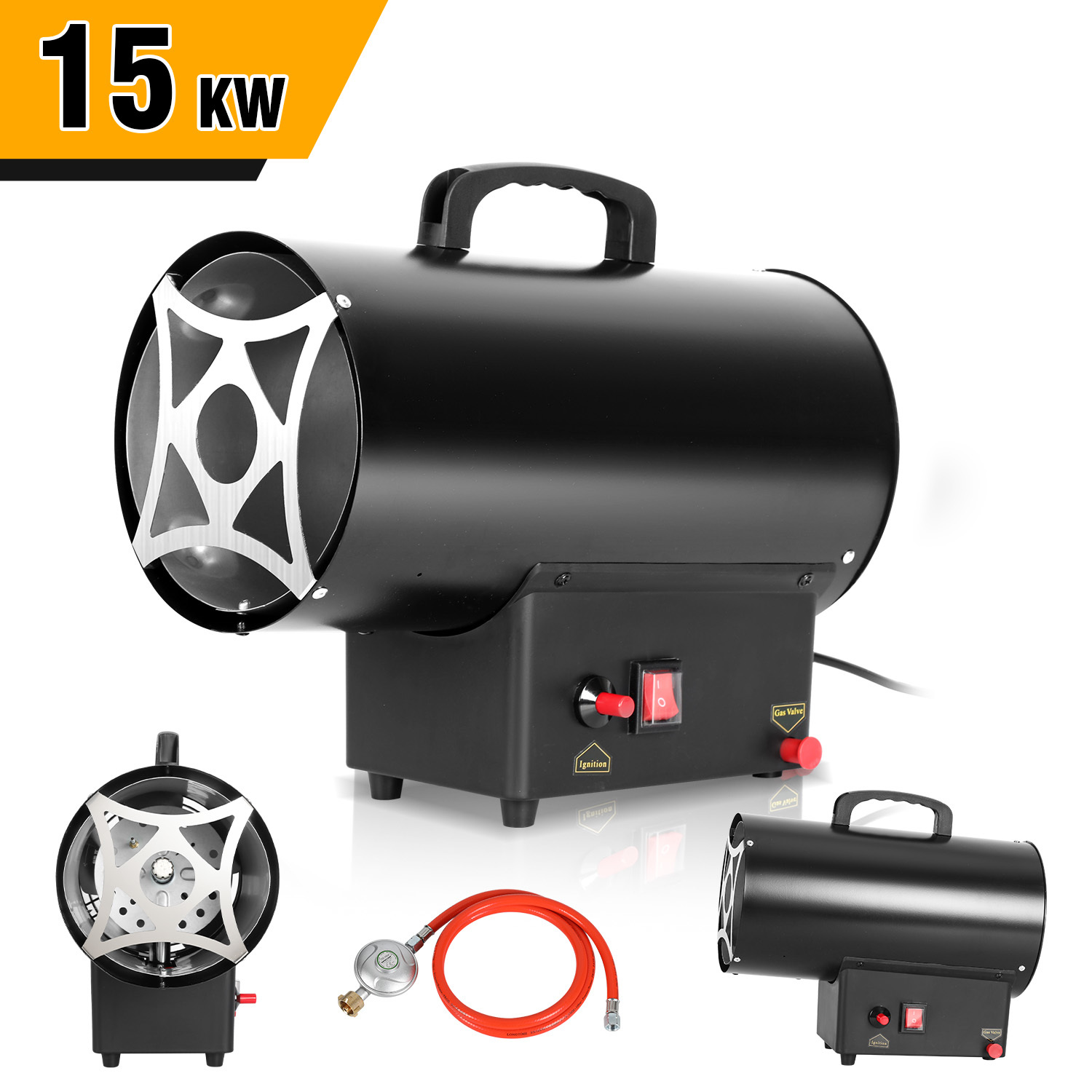 Jiubiaz 15 Kw Gasheizgebläse Gas Heizgerät Lpg, Mobile Heizkanone Bauheizer Für Werkstatt Garage Baustelle Lagerhalle Und Gewächshaus