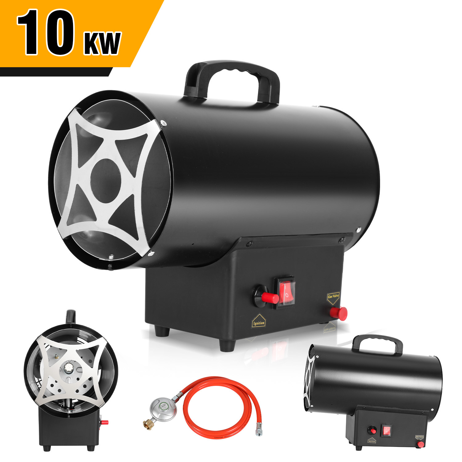 Jiubiaz 10 Kw Gasheizgebläse Gas Heizgerät Lpg, Mobile Heizkanone Bauheizer Für Werkstatt Garage Baustelle Lagerhalle Und Gewächshaus