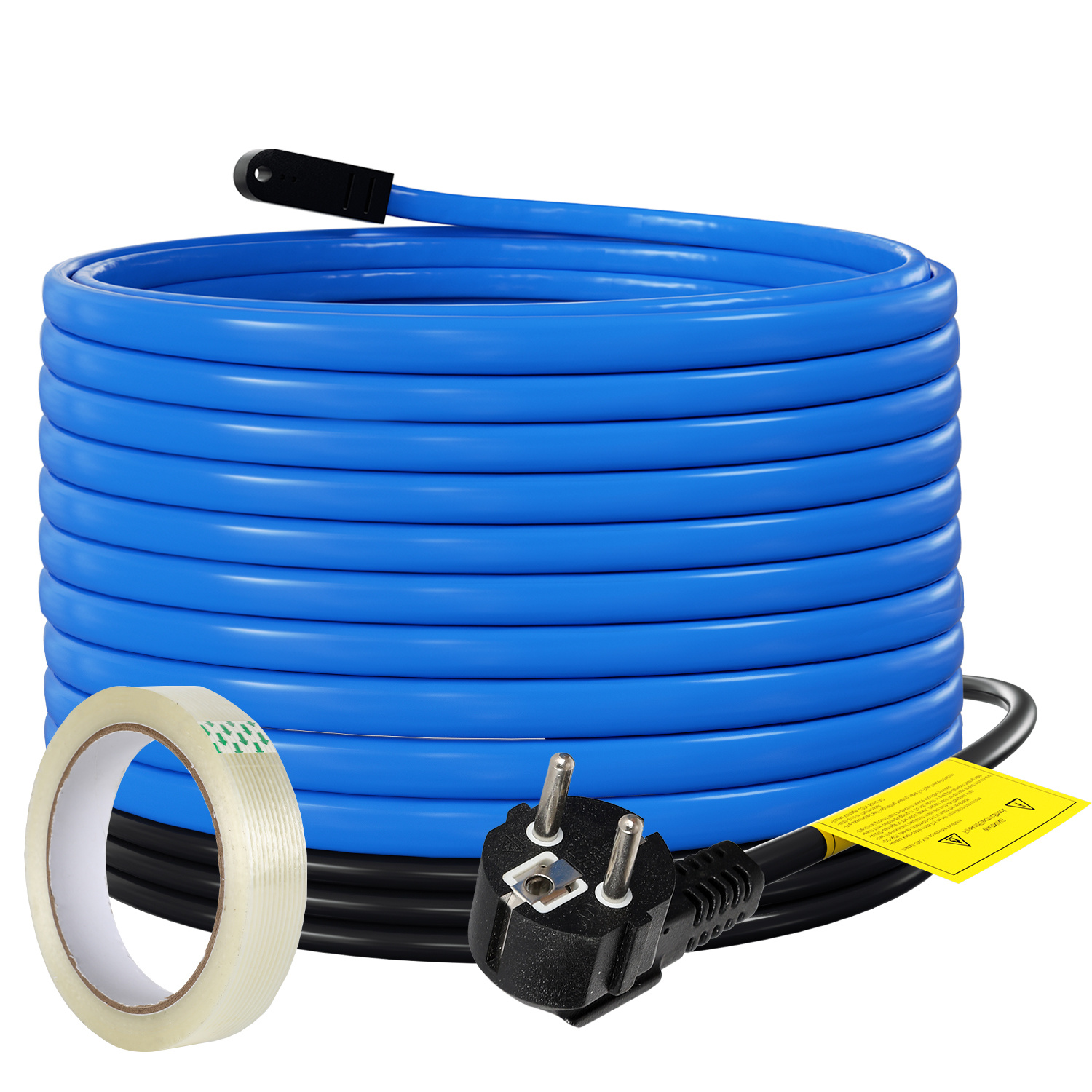 Jiubiaz 12m 204w Frostschutz Heizkabel Mit Thermostat Rohrheizkabel Heizleitung Für Wasserleitung Wasserdicht Rohrleitungen Inkl. 10m Klebeband Ip68