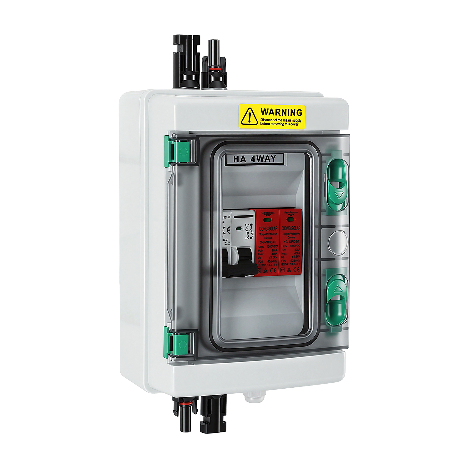 Jiubiaz Solar Anschlusskasten 1-string Dc 1000v 32a Überspannungsschutz Pv T2 Photovoltaik Ip65 Generatoranschlusskasten 4-module Mit Solarstecker Pv-anlage