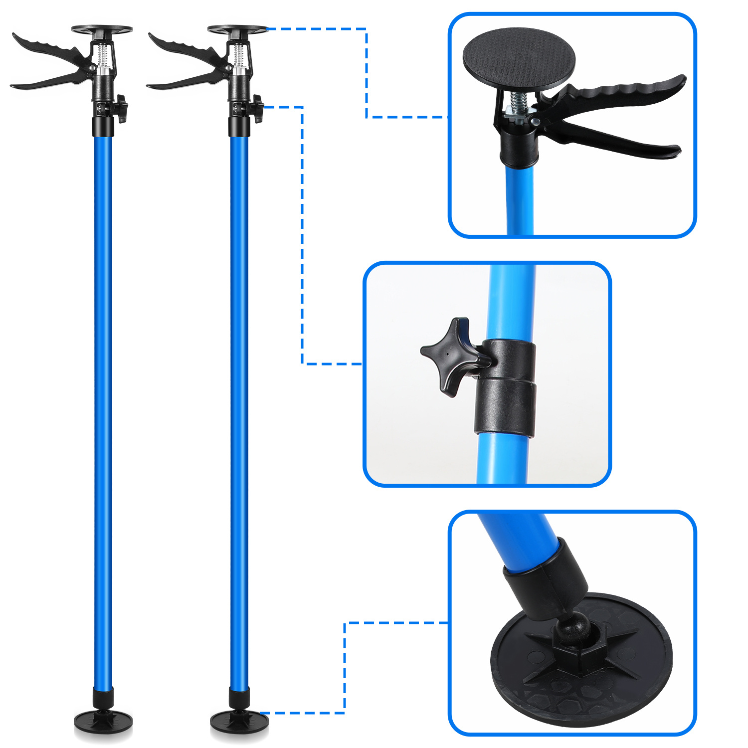 Jiubiaz 2 Teleskopstützen Mit Einhand Schnellspannung 50 Bis 115 Cm Aus Stahl 30 Kg Je Stütze Für Decke Wand Und Möbel