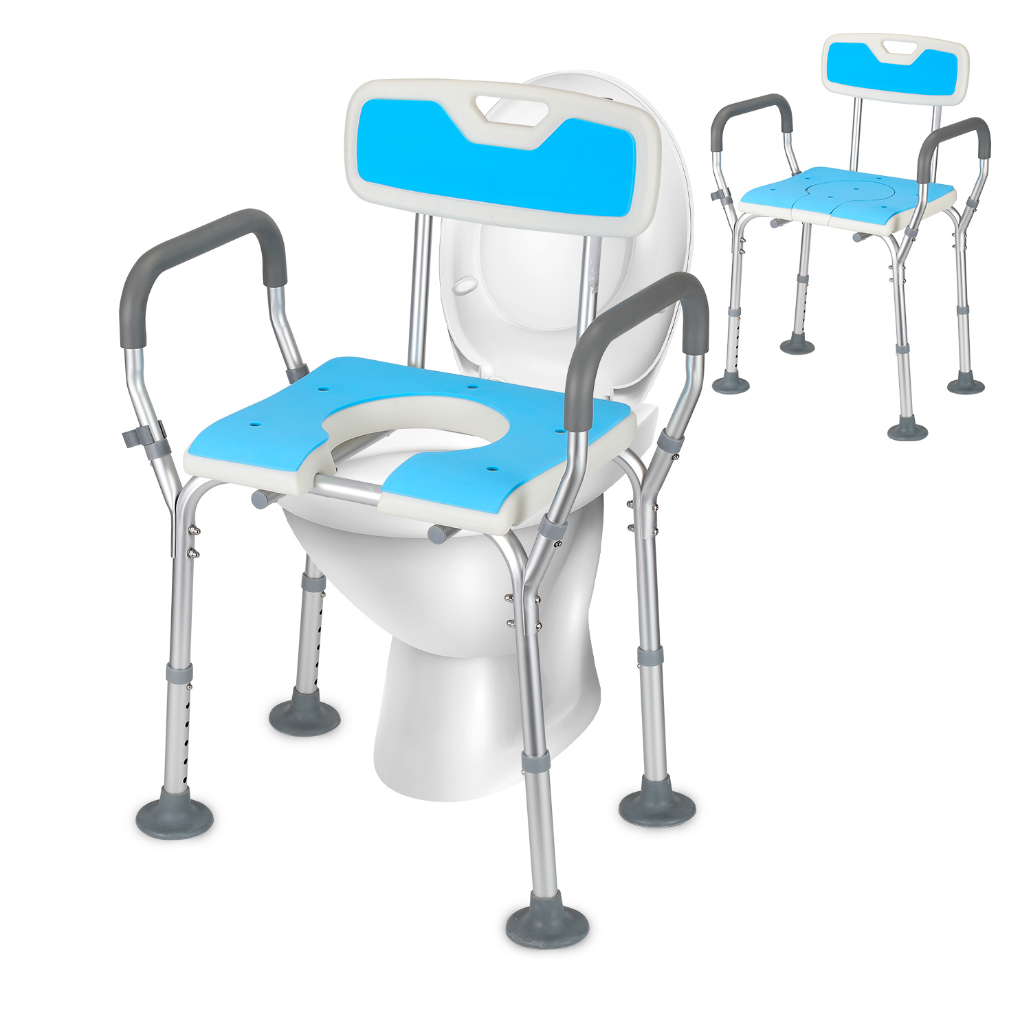 Jiubiaz 3-in-1 Toiletten- Und Duschstuhl, Toiletteneimer Inklusive, Komplettlösung Für Zu Hause
