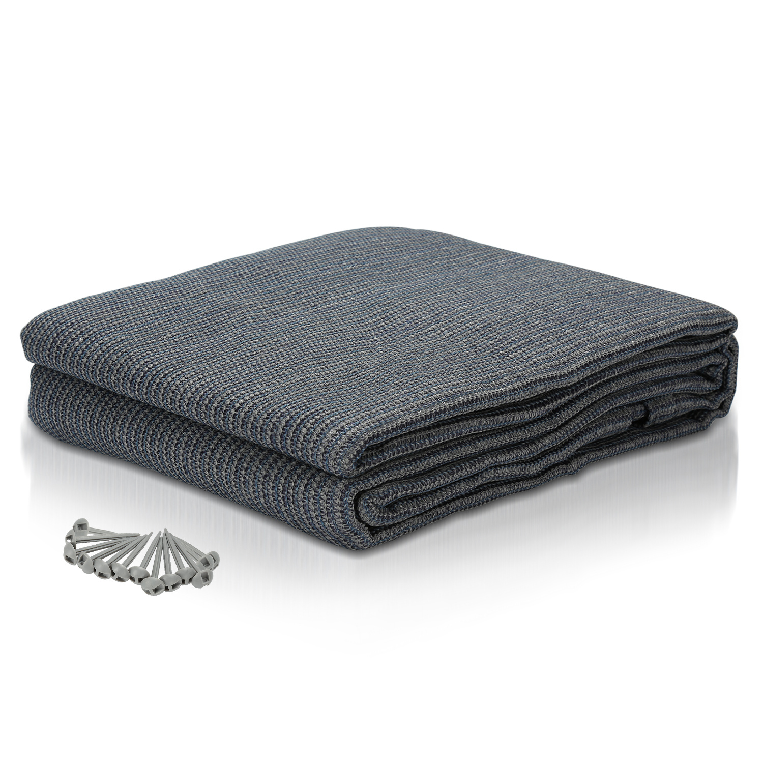 Jiubiaz Campingteppich Aus Hdpe, 240 G/m², Blaugrau - 300 X 400 Cm, 1 Teppich, Inkl. 13 Heringe, Uv-stabil, Beidseitig Nutzbar