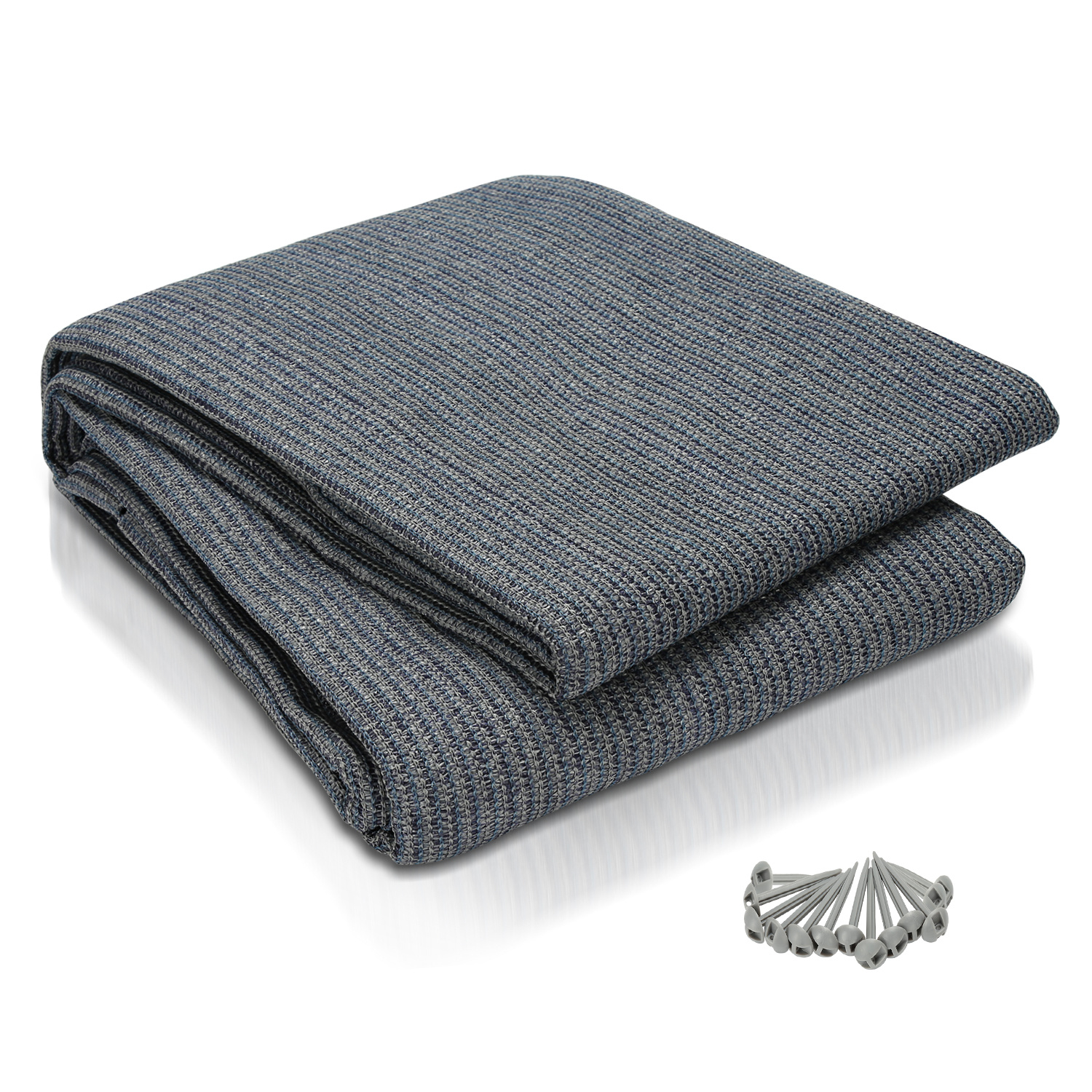 Jiubiaz Campingteppich Aus Hdpe, 240 G/m², Blaugrau - 300 X 600 Cm, 1 Teppich, Inkl. 13 Heringe, Uv-stabil, Beidseitig Nutzbar