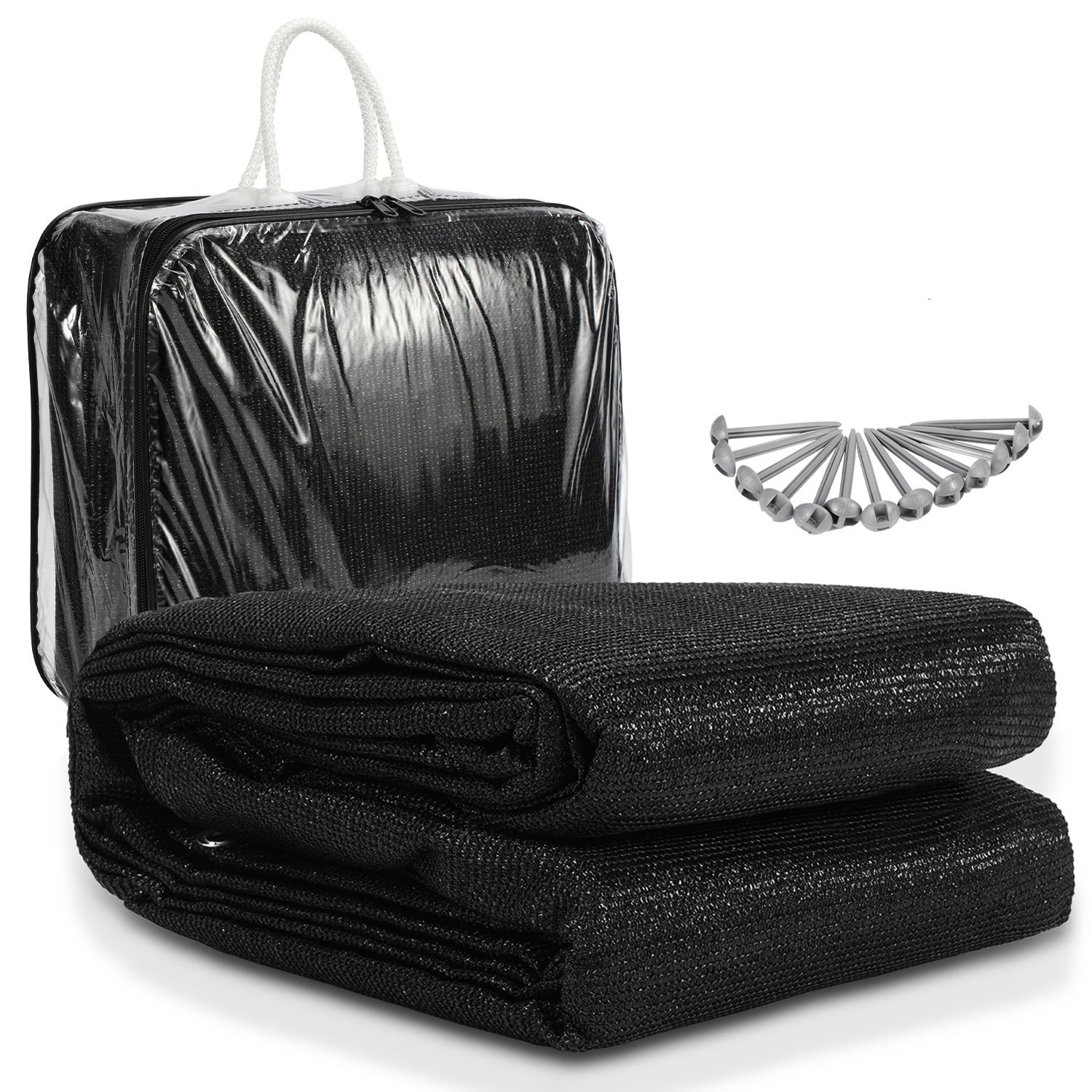 Jiubiaz Campingteppich Aus Hdpe, 240 G/m², Schwarz - 250 X 500 Cm, 1 Teppich, Inkl. 13 Heringe, Uv-stabil, Beidseitig Nutzbar