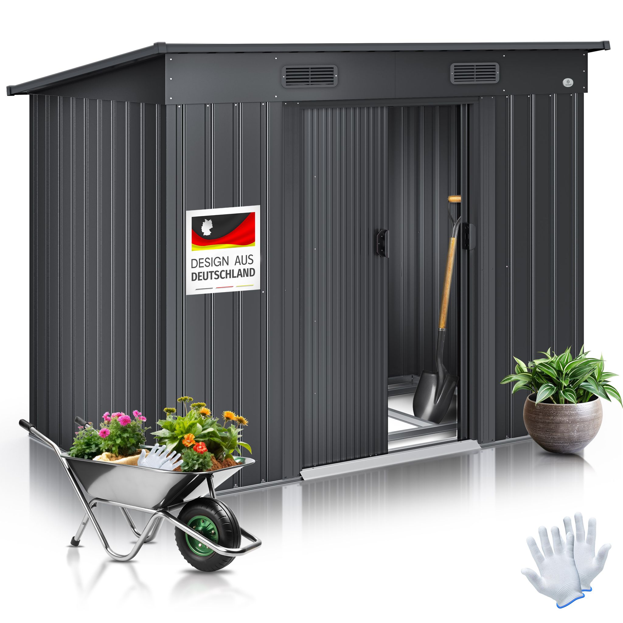 Kesser® Gerätehaus L Aus Metall Mit Fundament, 4 M³ - Anthrazit