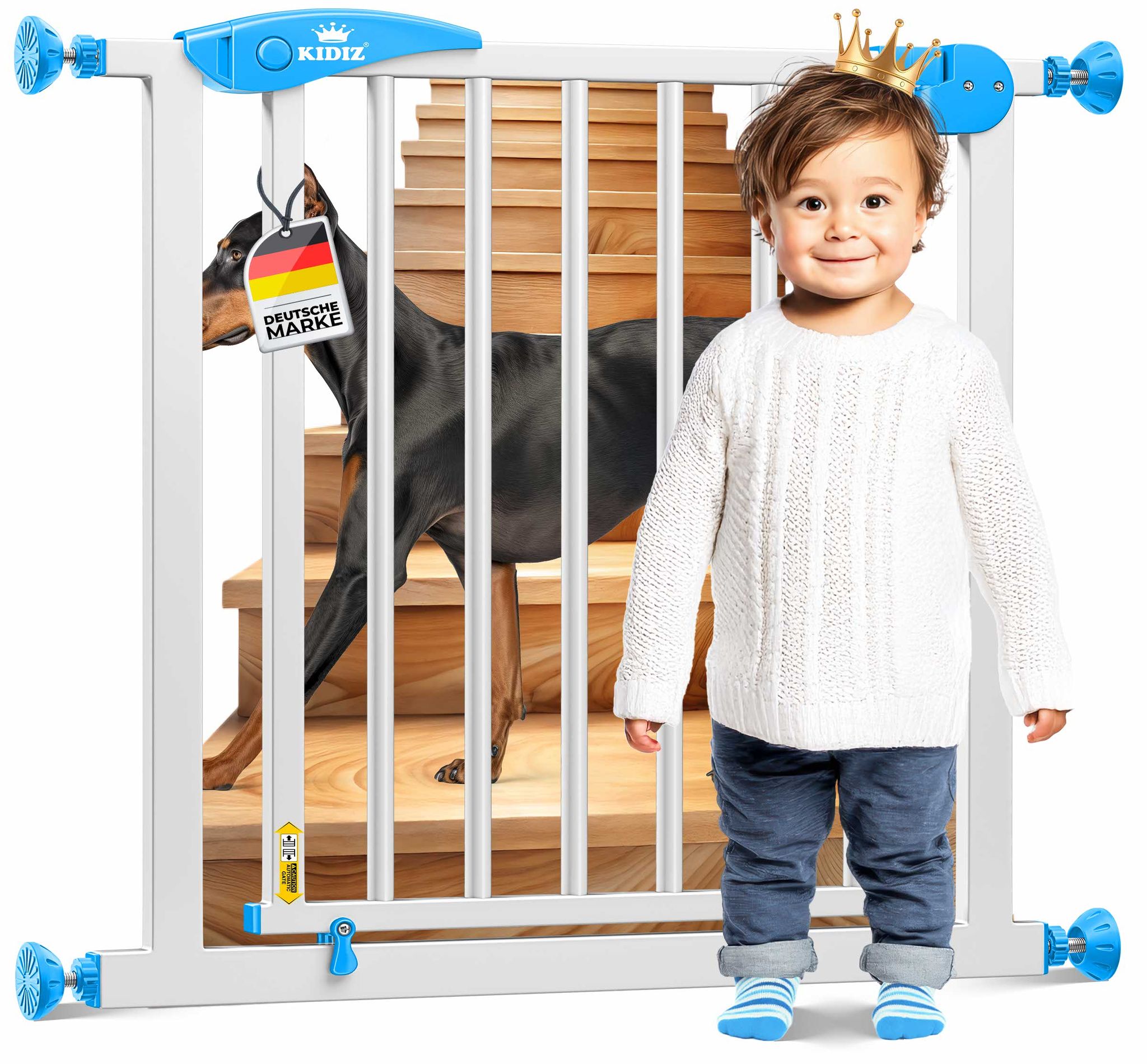 Kidiz® Schutzgitter Treppe & Tür, Ohne Bohren - Basisteil, Weiß