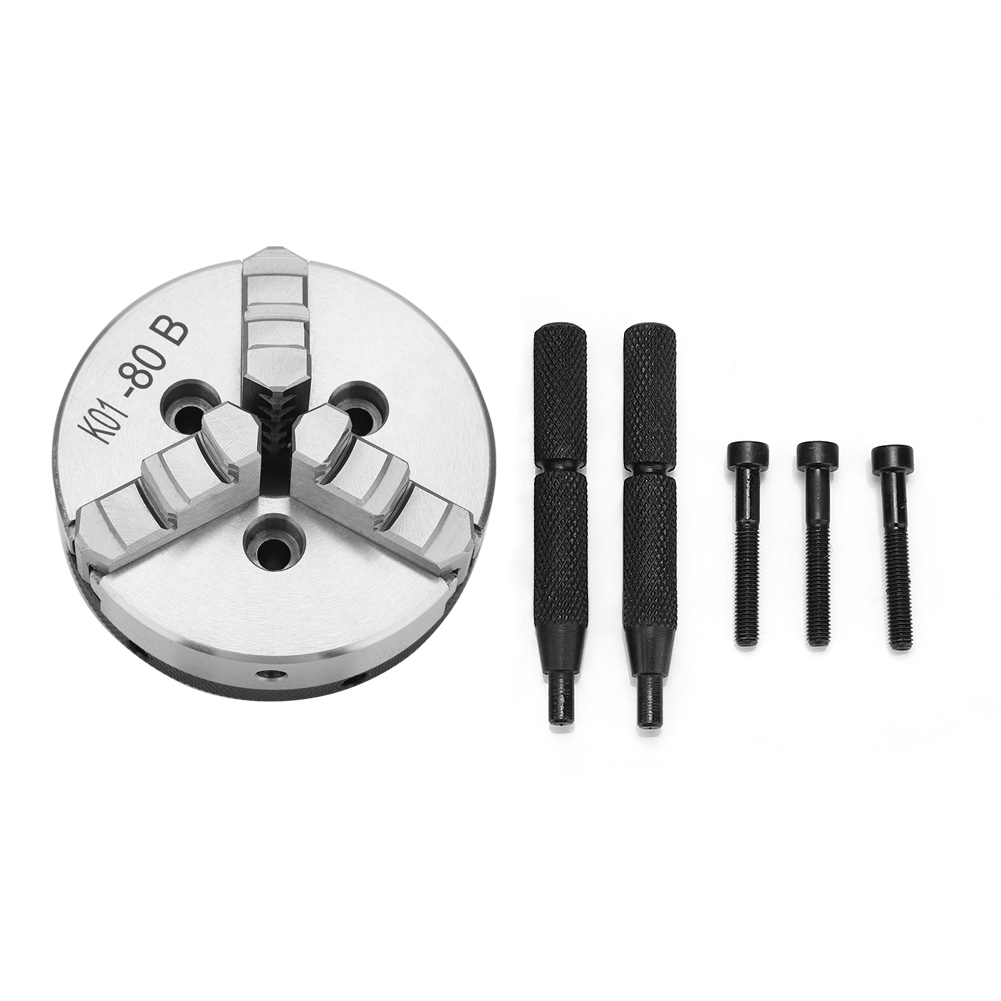 Drehbankfutter, 3-backen-metallfutter, 80 Mm Durchmesser, Großer Spannbereich Für Industrielle Und Laboranwendungen