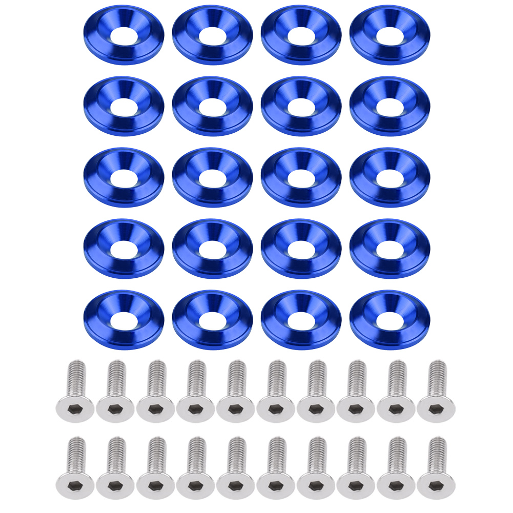 Satz Mit 20 Blauen Aluminium-unterlegscheiben Für Stoßstangen-/kotflügelschrauben Und Motorraumverkleidung