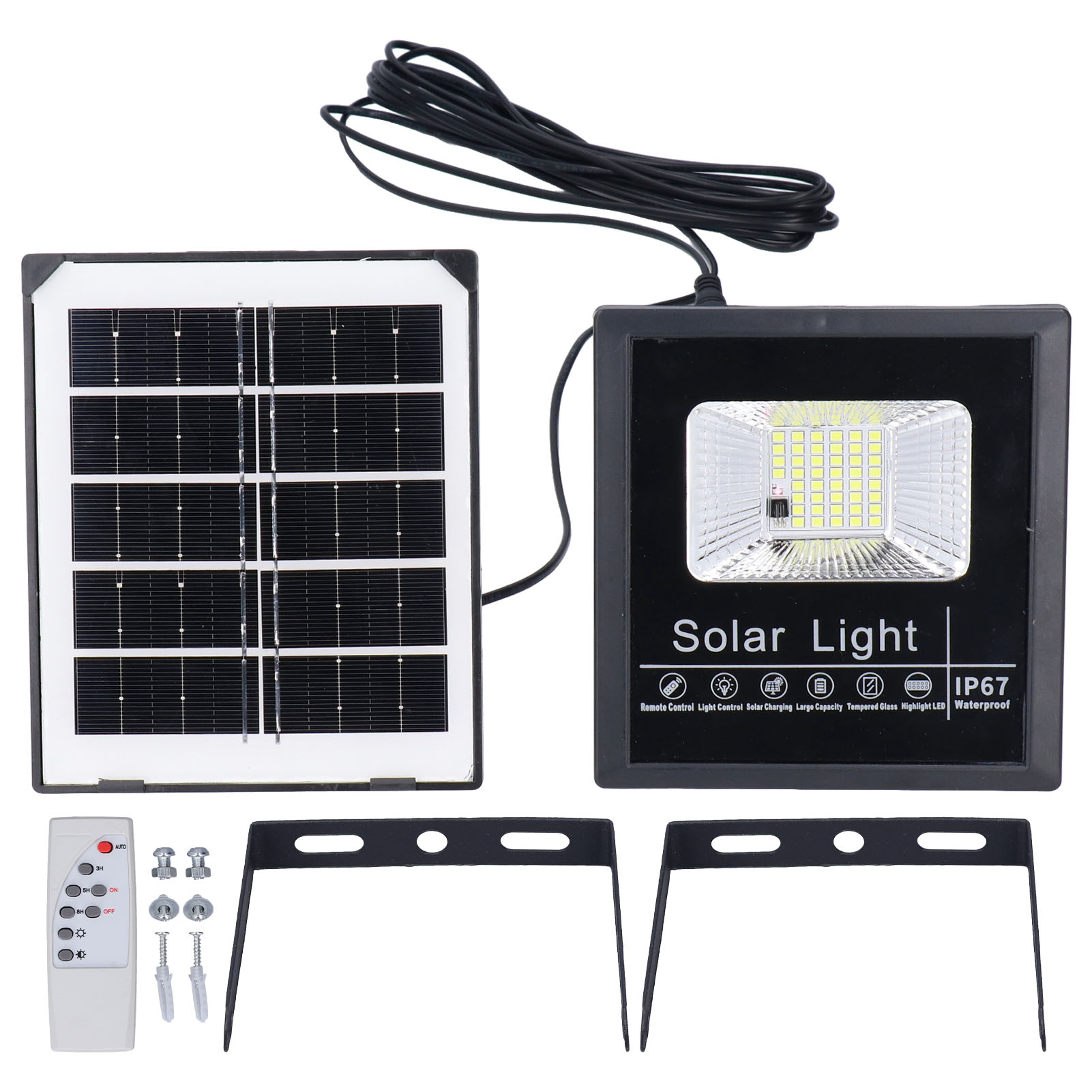 Ip67 Wasserdichte Solar-gartenleuchte Aus Polykristallinem Silizium, 44 Leds, Verstellbare Wandleuchte Für Straßenbeleuchtung