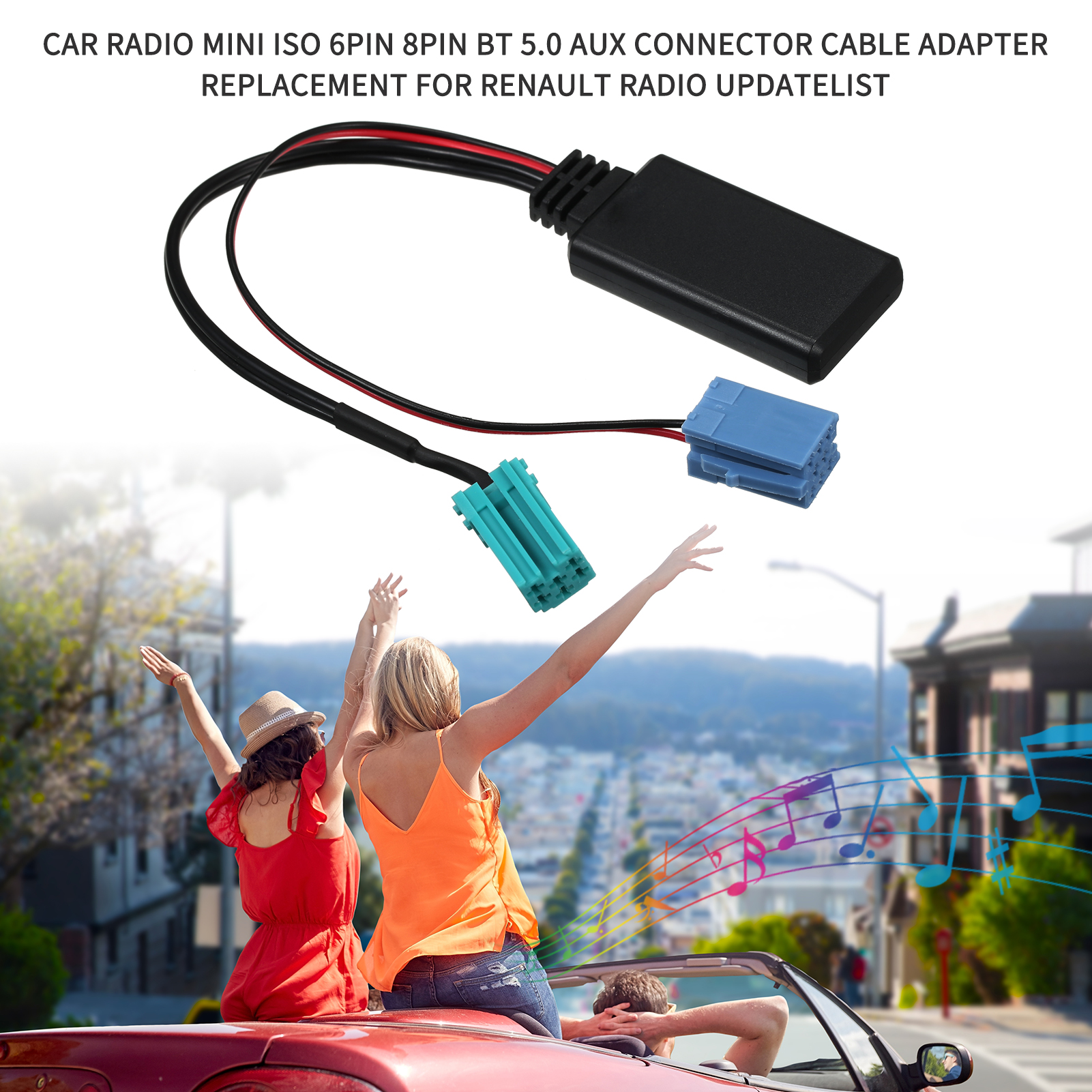 Kabeladapter Für Mini-iso-6-pin- Auf 8-pin-bt-5.0-aux-anschluss Für Autoradios, Kompatibel Mit Renault Updatelist.