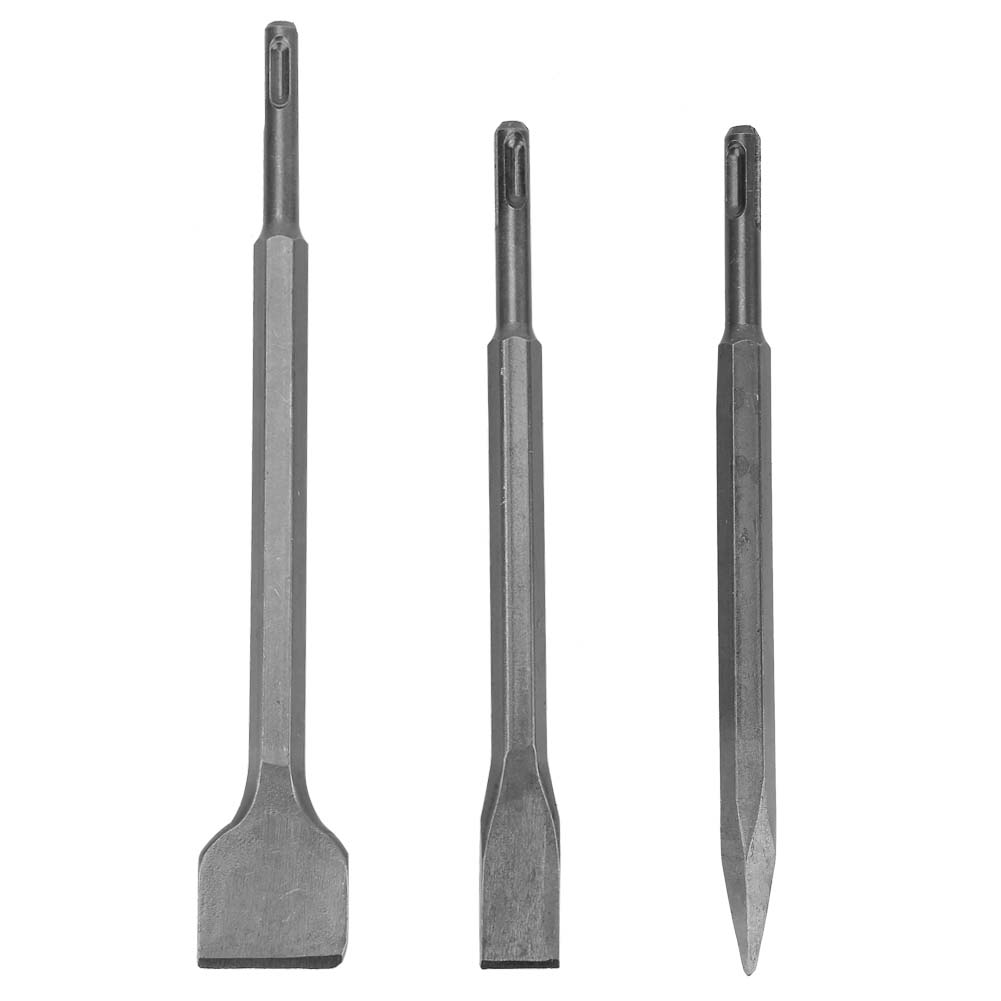 Satz Rotierender Meißel Aus Kohlenstoffstahl Für Schlagbohrmaschinen. Langlebig, Robust Und Praktisch Zum Abbruch Von Mauerwerk Und Beton.