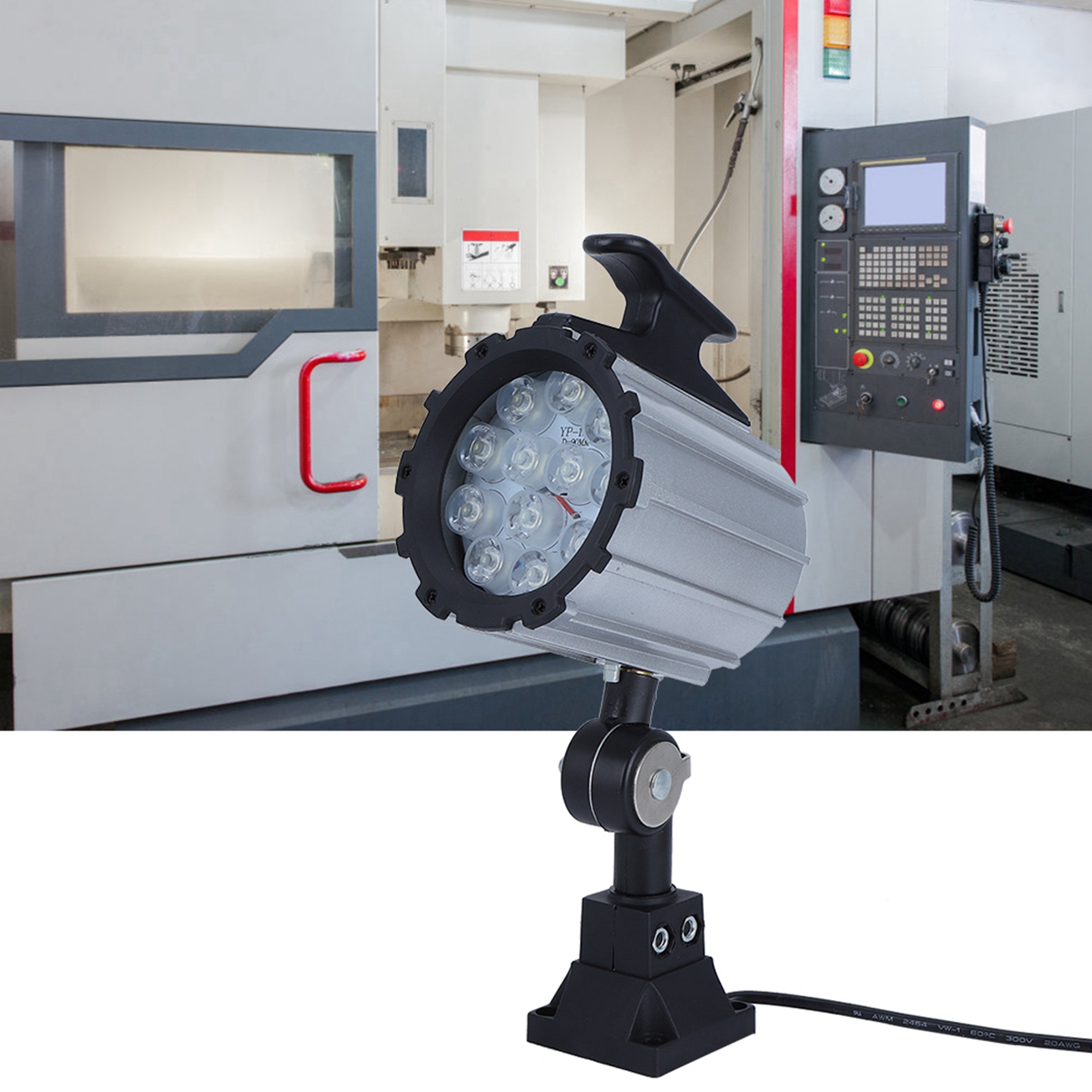 Wasserdichte 12-w-24-v-arbeitsleuchte Für Cnc-maschinen, 12 Leds, Kurzer Arm, Für Industriewerkzeuge