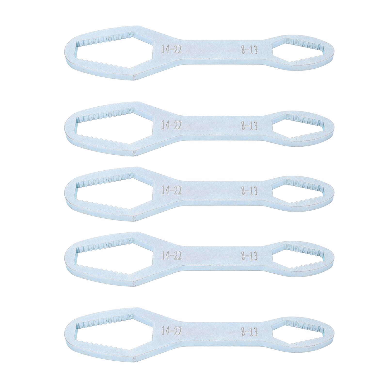 Doppelverstellbarer Schraubenschlüssel Aus Legiertem Stahl, 8 Bis 22 Mm, Länge 160 Mm, Selbstspannend, Universell Einsetzbar, Silberverzinkt, 5er-set