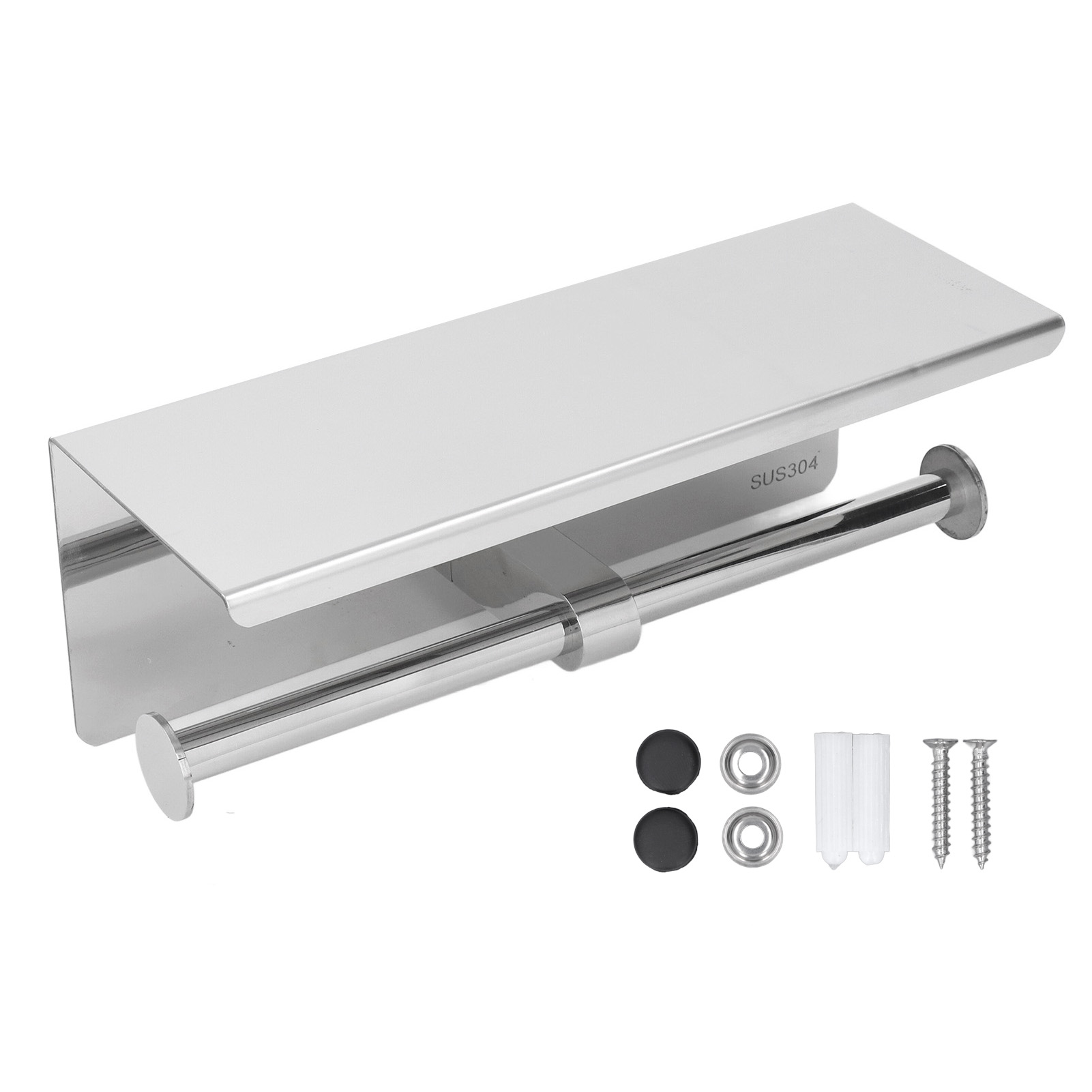 Toilettenpapierhalter Aus Edelstahl Mit Ablage, Selbstklebende Rolle Ohne Perforation, Für Badezimmer K10 304