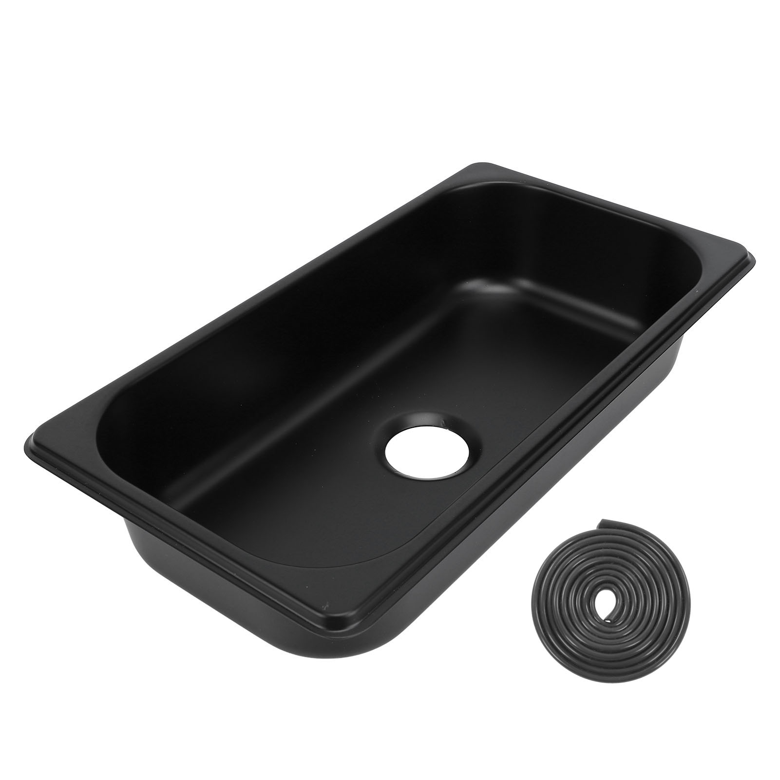 Spülbecken Aus Edelstahl 304 Für Wohnmobile, 12,8 X 6,93 X 2,56 Zoll, Einbaubecken Mit 40 Mm Abfluss Für Boote, Wohnwagen, Wohnmobile, Schwarze Pulverbeschichtung (gr-1365b)