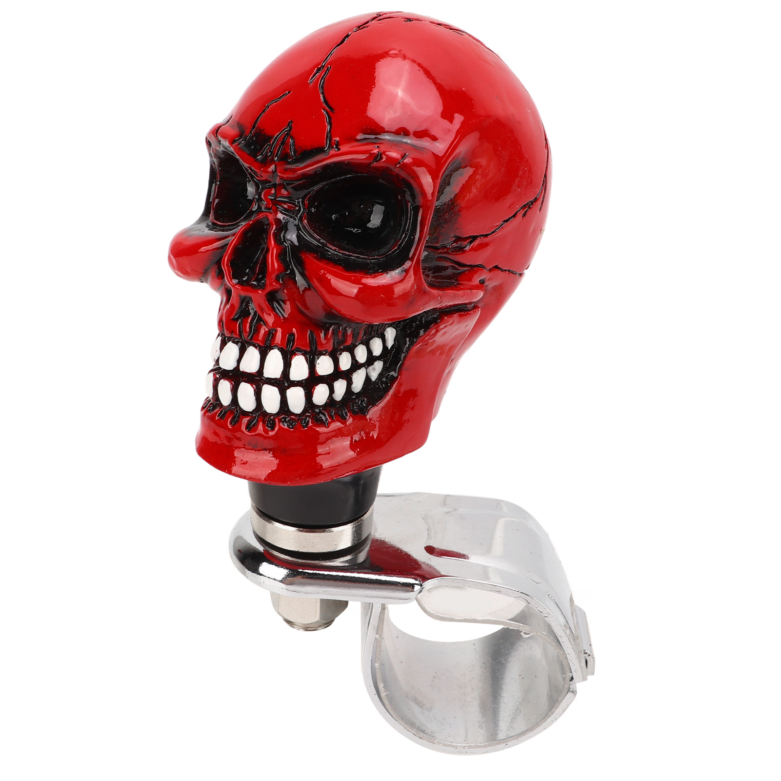 Totenkopfförmiger Lenkradknauf, 3 Cm Durchmesser, Aus Kunstharz, Zubehör Für Auto-, Lkw-, Traktor- Und Bootslenkräder, Rot