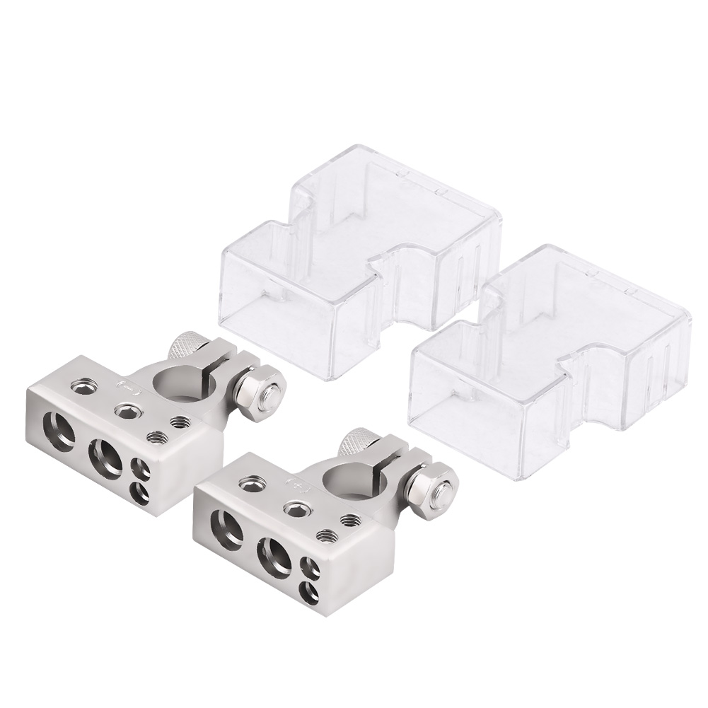 Paar Kfz-batterieklemmen, Positive Und Negative Anschlüsse, Silberne Klemme Für Kabel Der Querschnitte 0/1, 2, 4 Oder 8 Awg.