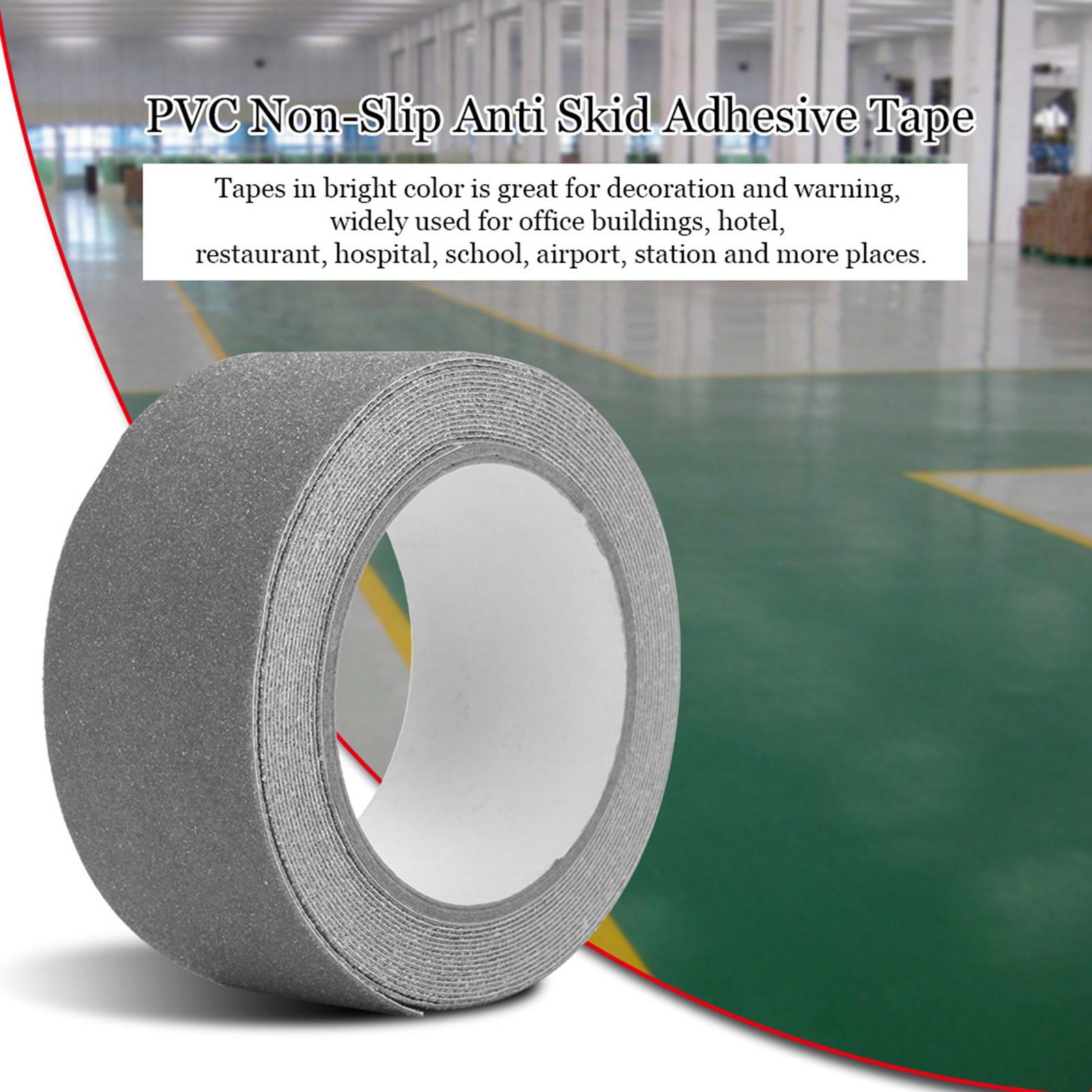 Farbiges, Rutschfestes Pvc-klebeband, 5 M X 5 Cm, Zur Sicheren Dekoration Von Treppenstufen (grau)