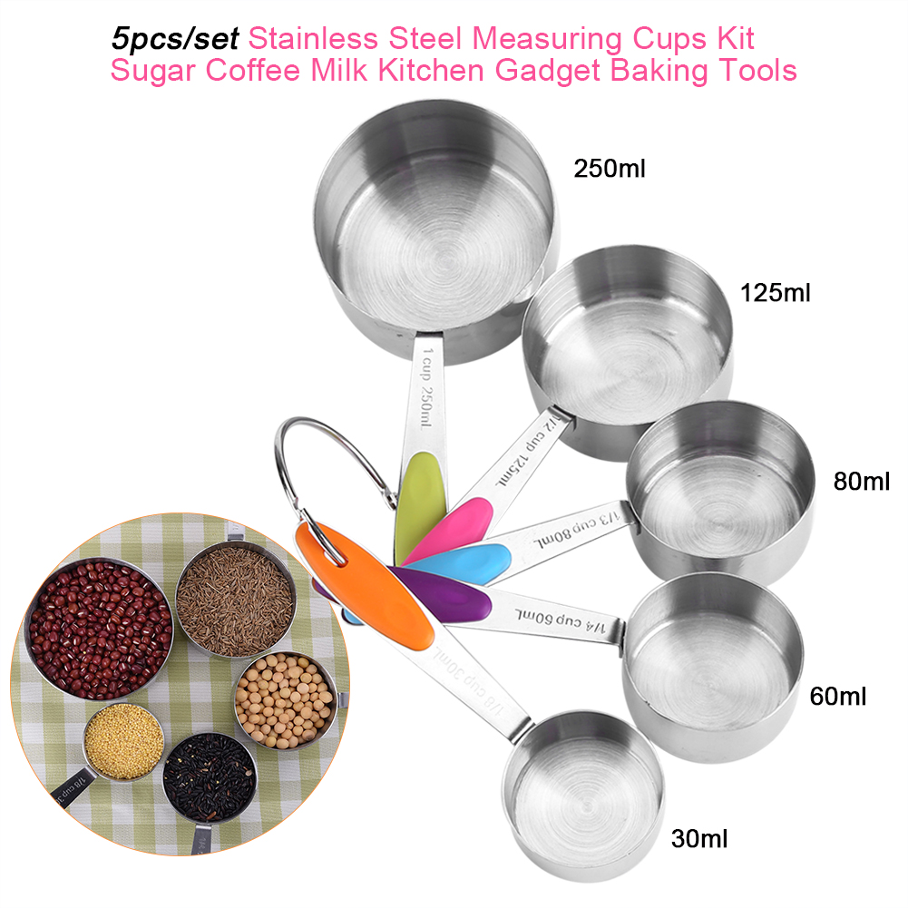 Messbecher-set Aus Edelstahl Für Zucker, Kaffee Und Milch Küchenutensil Backzubehör 5-teilig