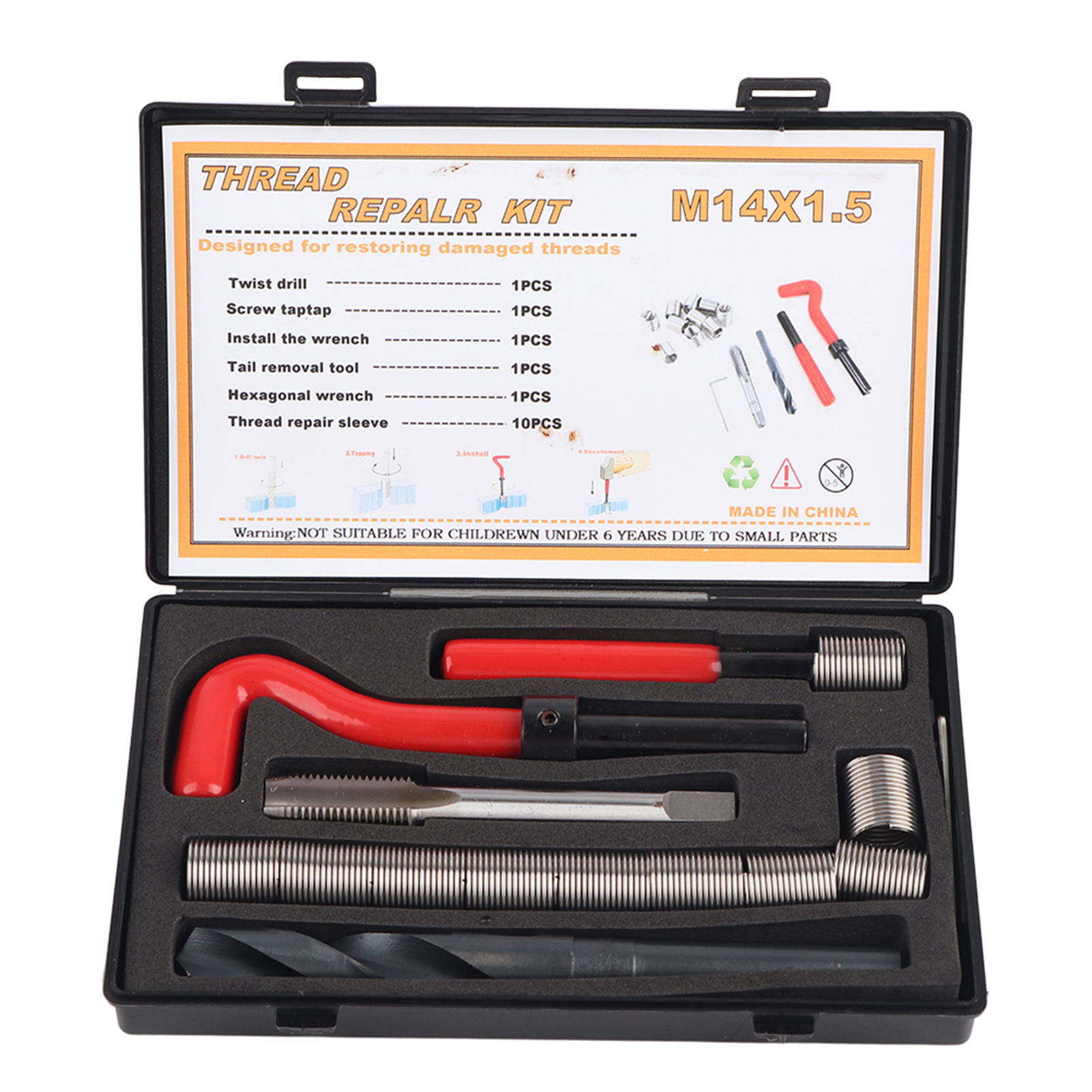 Sortimentssatz Mit 15 Weiblichen Reparaturzubehörteilen, M14x1,5 Gewindeeinsätzen
