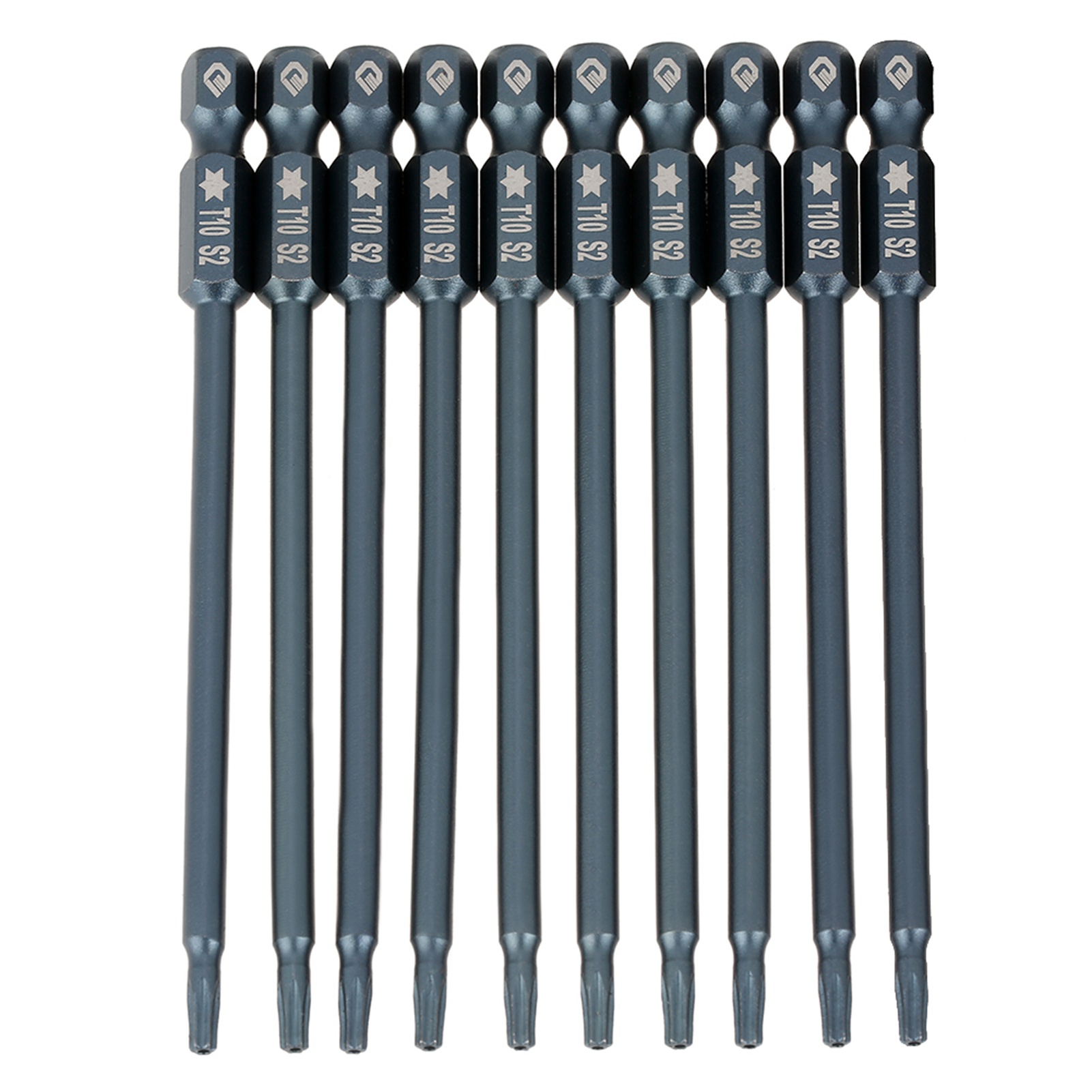 Set Mit 10 Magnetischen T10-sicherheitsschraubendreherbits Mit 100 Mm (1/4") Sechskantschaft