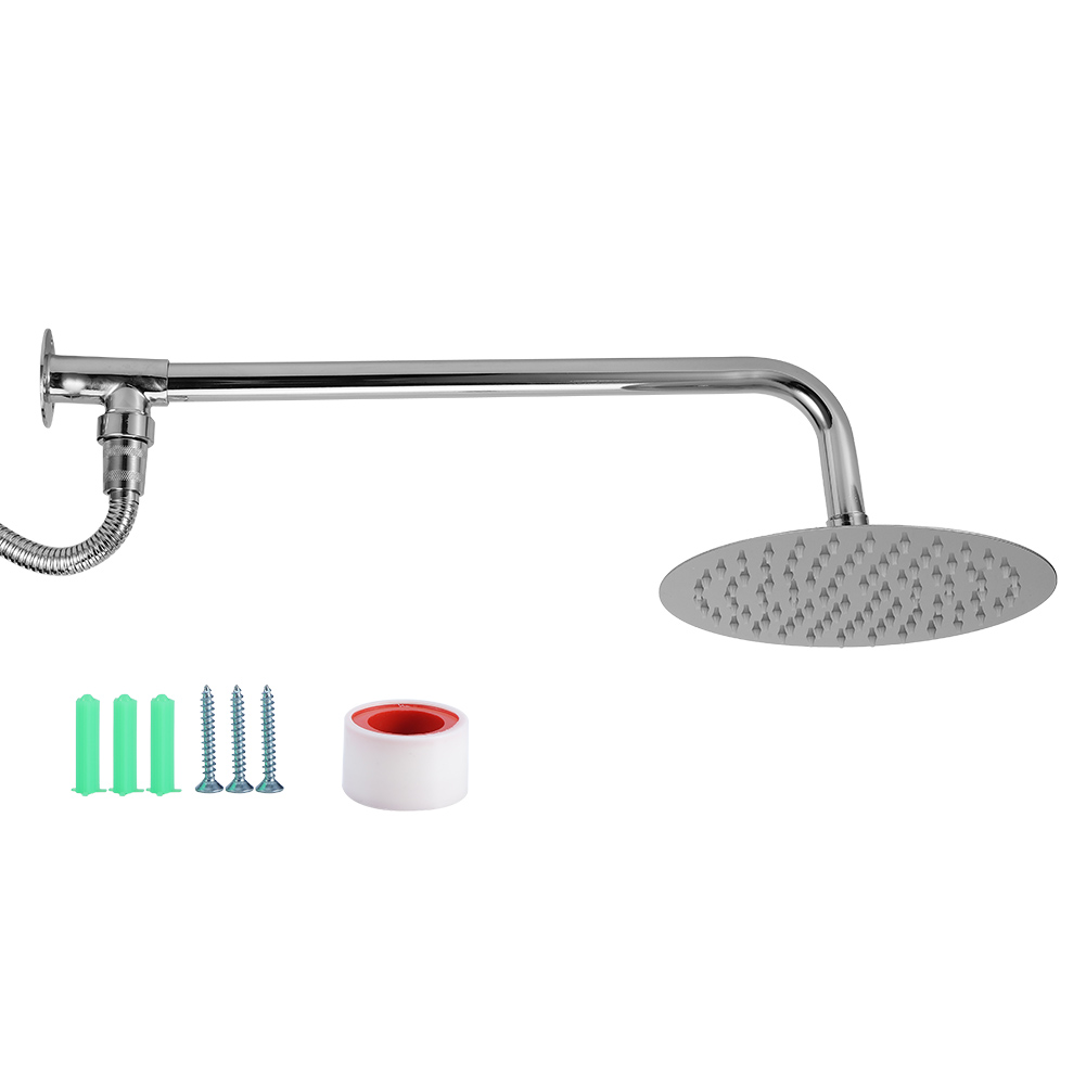 Runder Duschkopf Mit 20 Cm Durchmesser (8 Zoll), G1/2-gewinde, Moderne Badezimmeraccessoires Aus Edelstahl, 20 Cm (8 Zoll) Set.